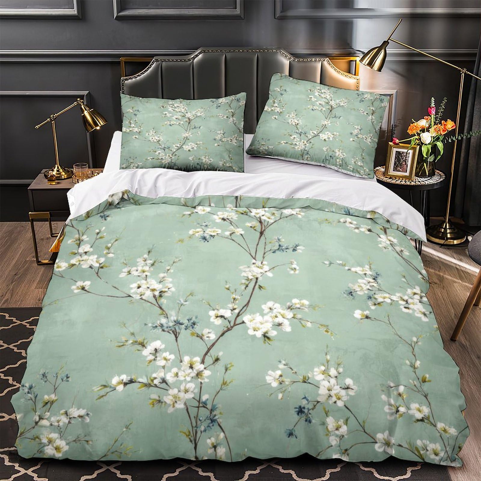 Housse de couette 140x200 fermeture éclair fleurs lit enfant durable