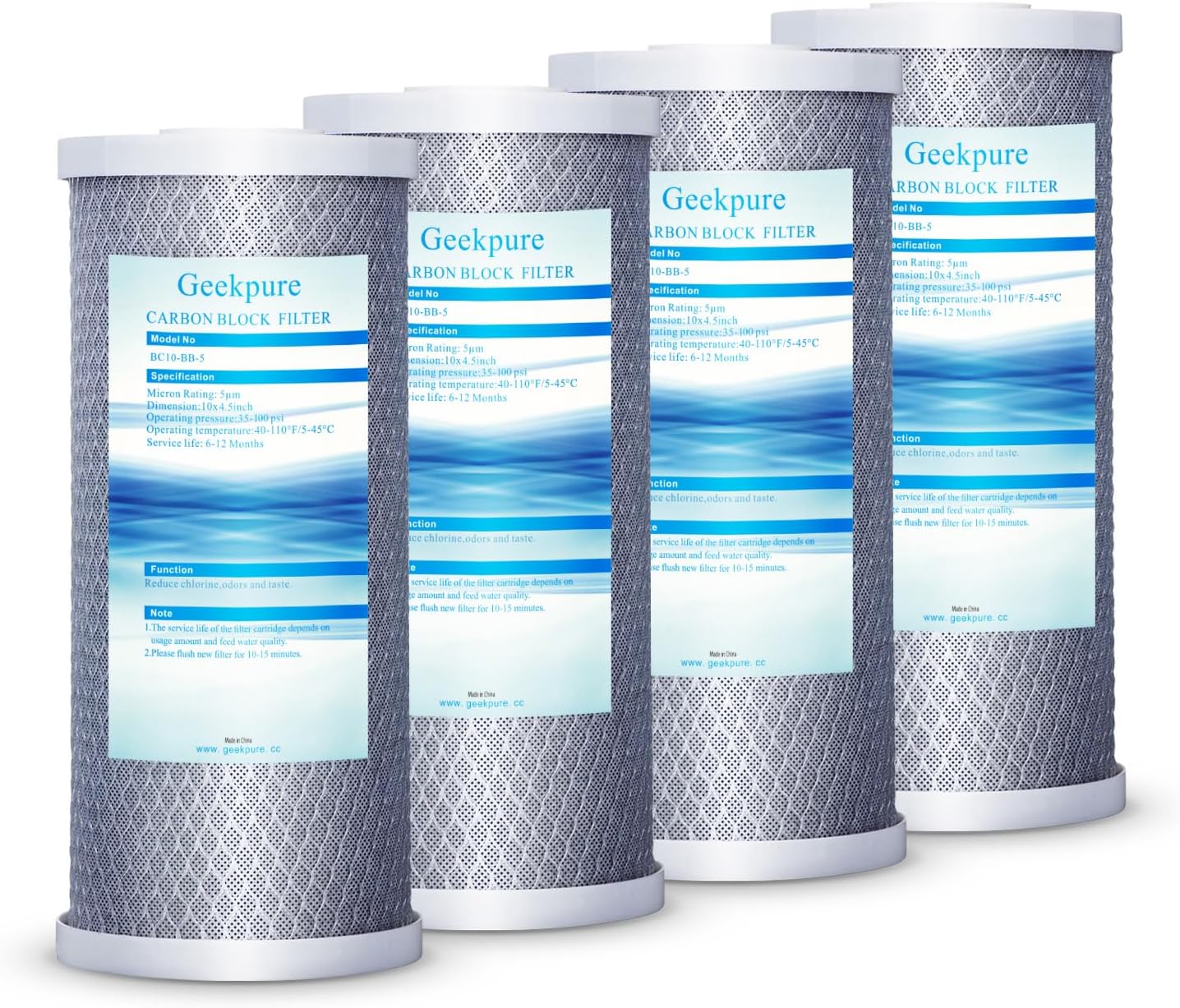 10-Inch Whole House Carbon Block Water Filter -Micron- Pack 4