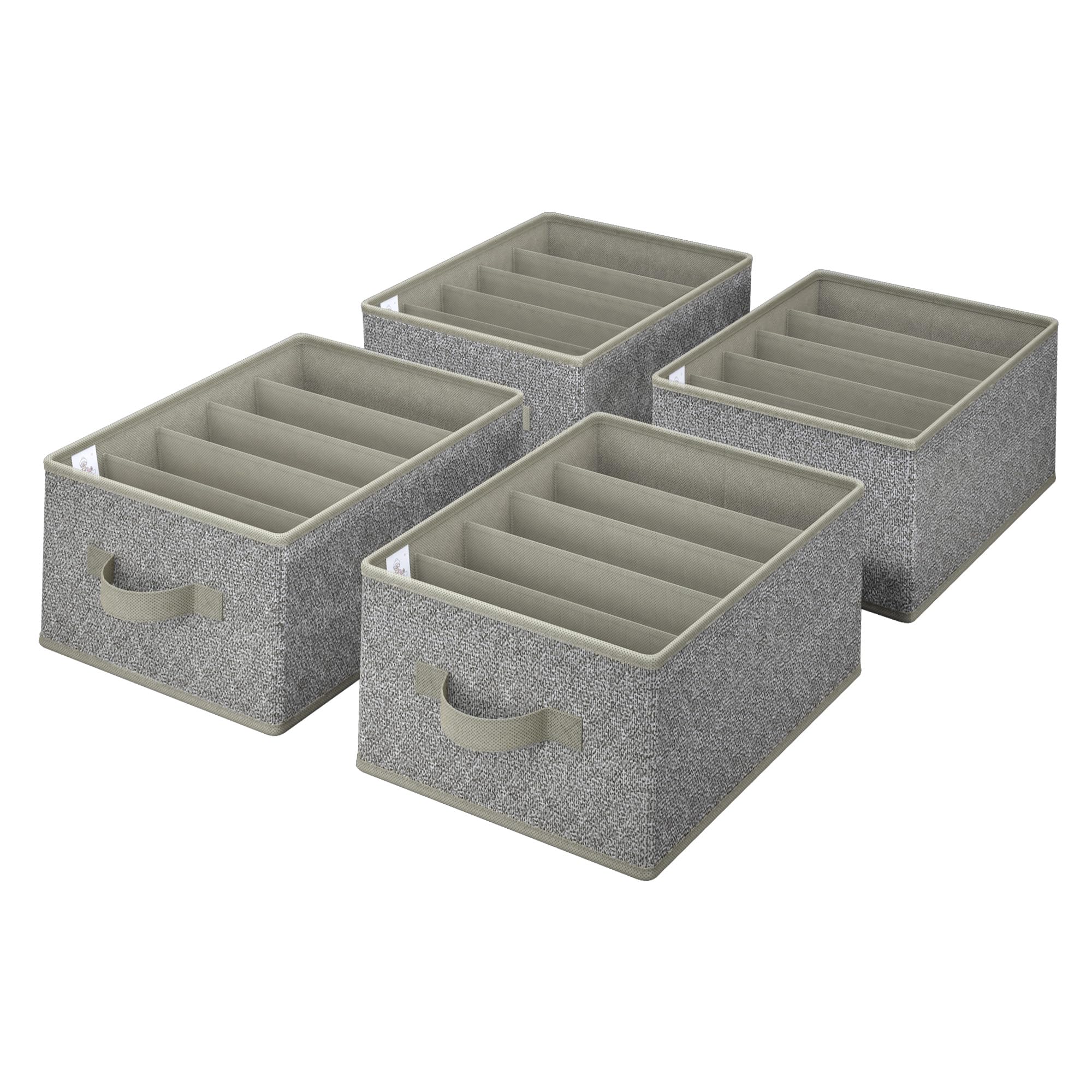 GRANNY SAYS Wardrobe Clothes Organizer, Drawer Organizers for Clothing, Closet Organizers and Storage, Jeans Organizer for Closet, T Shirt Organizer for Drawer, Pants, Shirts, Gray, 4-Pack