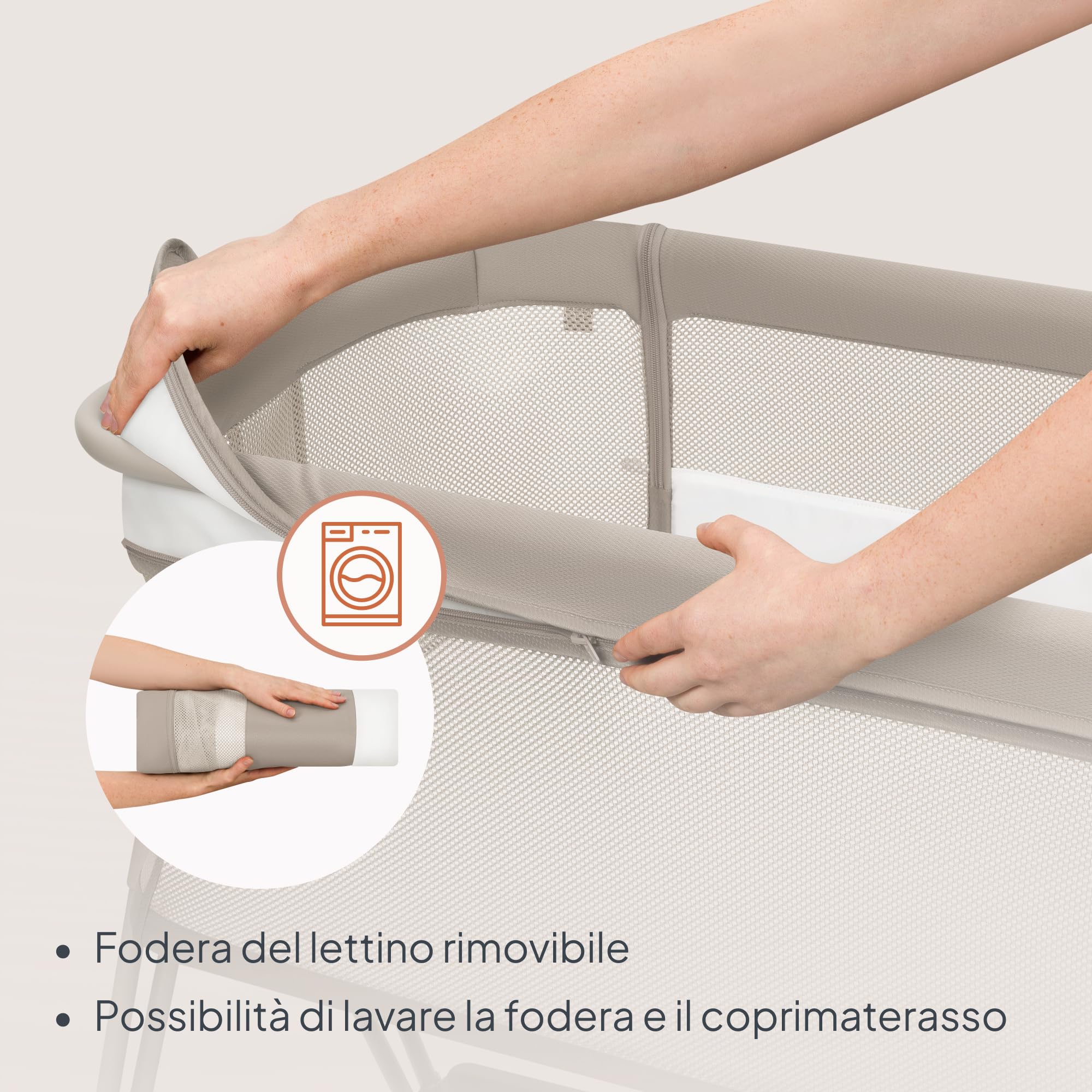 lionelo LUNA lettino portatile con materasso, co-sleeping, da neonato a 9kg, altezza e inclinazione regolabili, 4 ruote con blocco, fissaggio al letto dei genitori, arioso lettino da affiancare