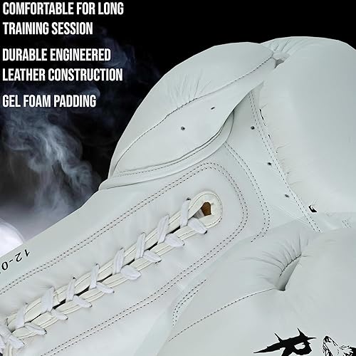 Miniatura 6 de Guantes de boxeo deportivos de piel de vaca con cordones, guantes profesionales de primera calidad para hombres y mujeres, perfectos para