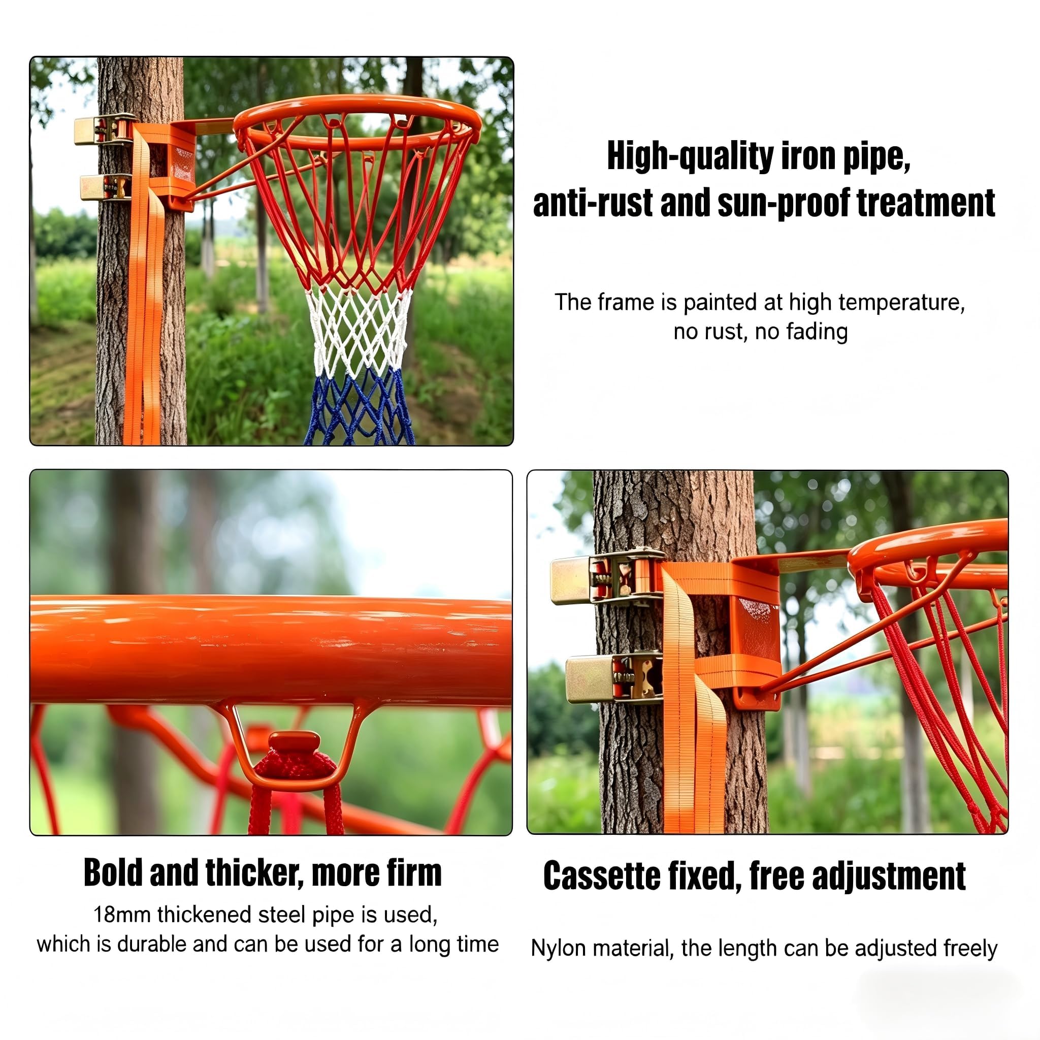 Canestro da basket per esterni, flessibile, senza foratura, per giardino