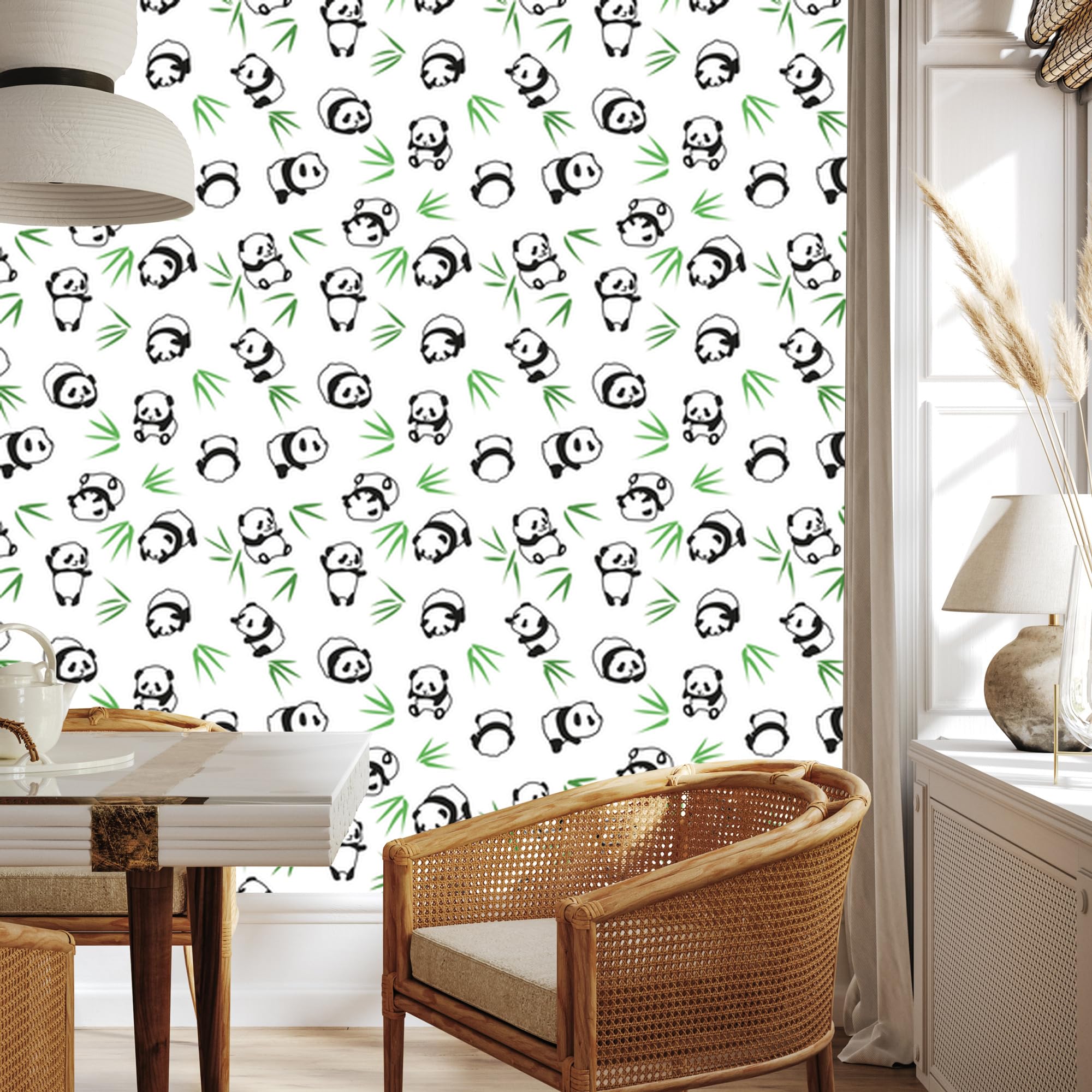 Vliestapete Pandas im Grünen 50 x 1000 cm