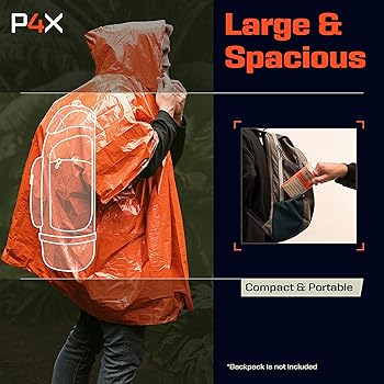 Amazon.co.jp: PREPARED4X 緊急用レインポンチョ マイラー