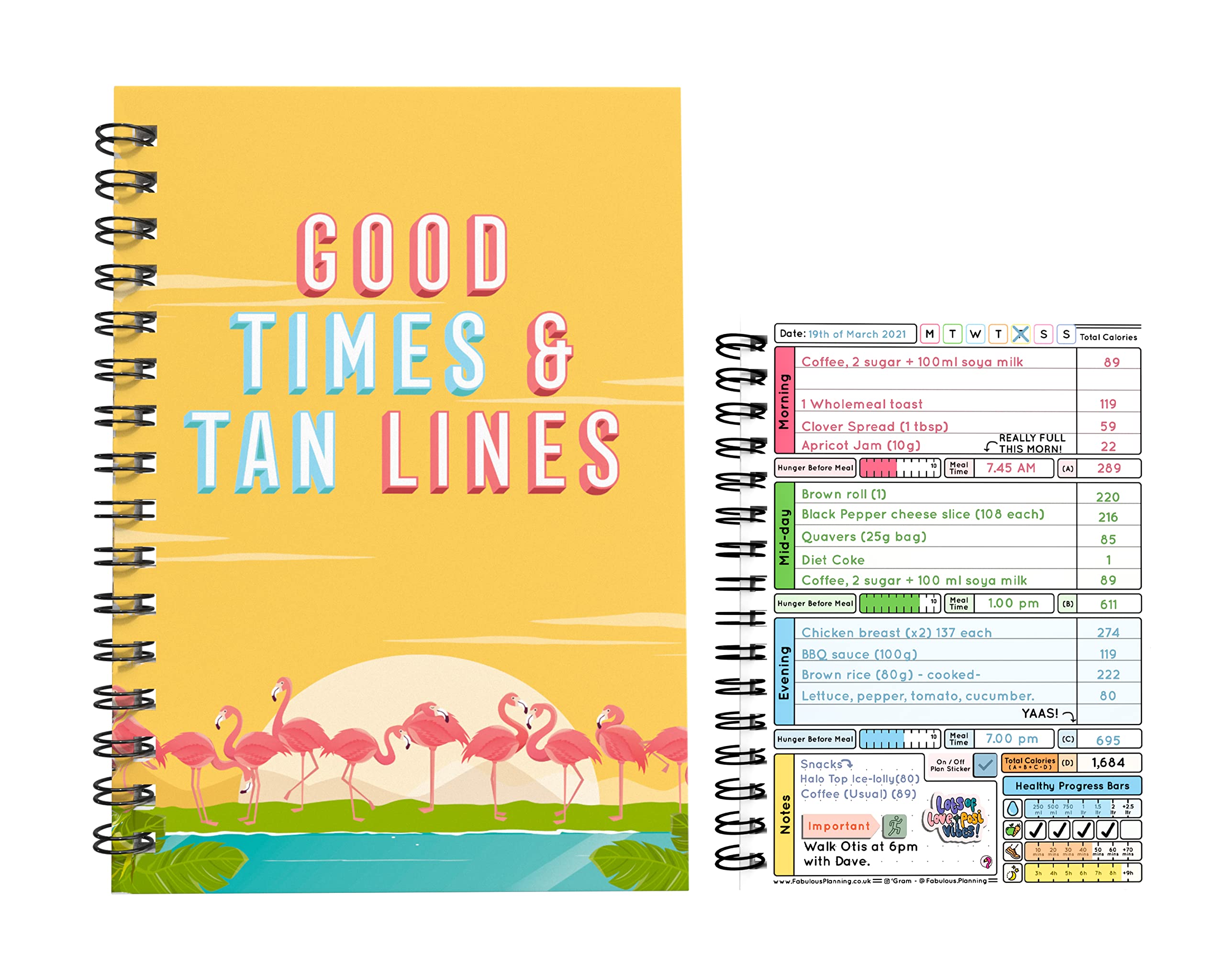 Fabulous Planning Calorie Counting Compatible Food Diet Diary Log Journal Weight Loss Wellness 6 Month Duration With Stickers 2022 (Good Times Tan Lines, 6 Months) — image 1