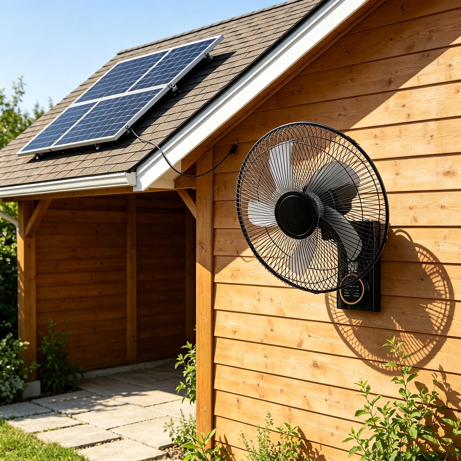 Genérico Ventilador Mural Solar 40cm, Silencioso Doble Energía Gran Autonomía Refrigerante