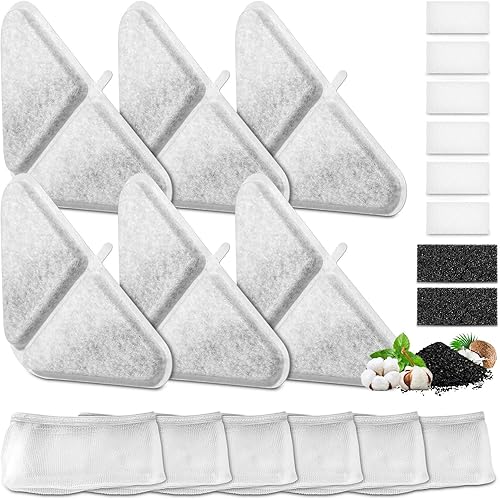 Miniatura 1 de Paquete de 6 filtros de repuesto para fuente de agua para perros de 230 onzas, repuesto para sistema de filtración de 5 capas, fuente de mascotas de