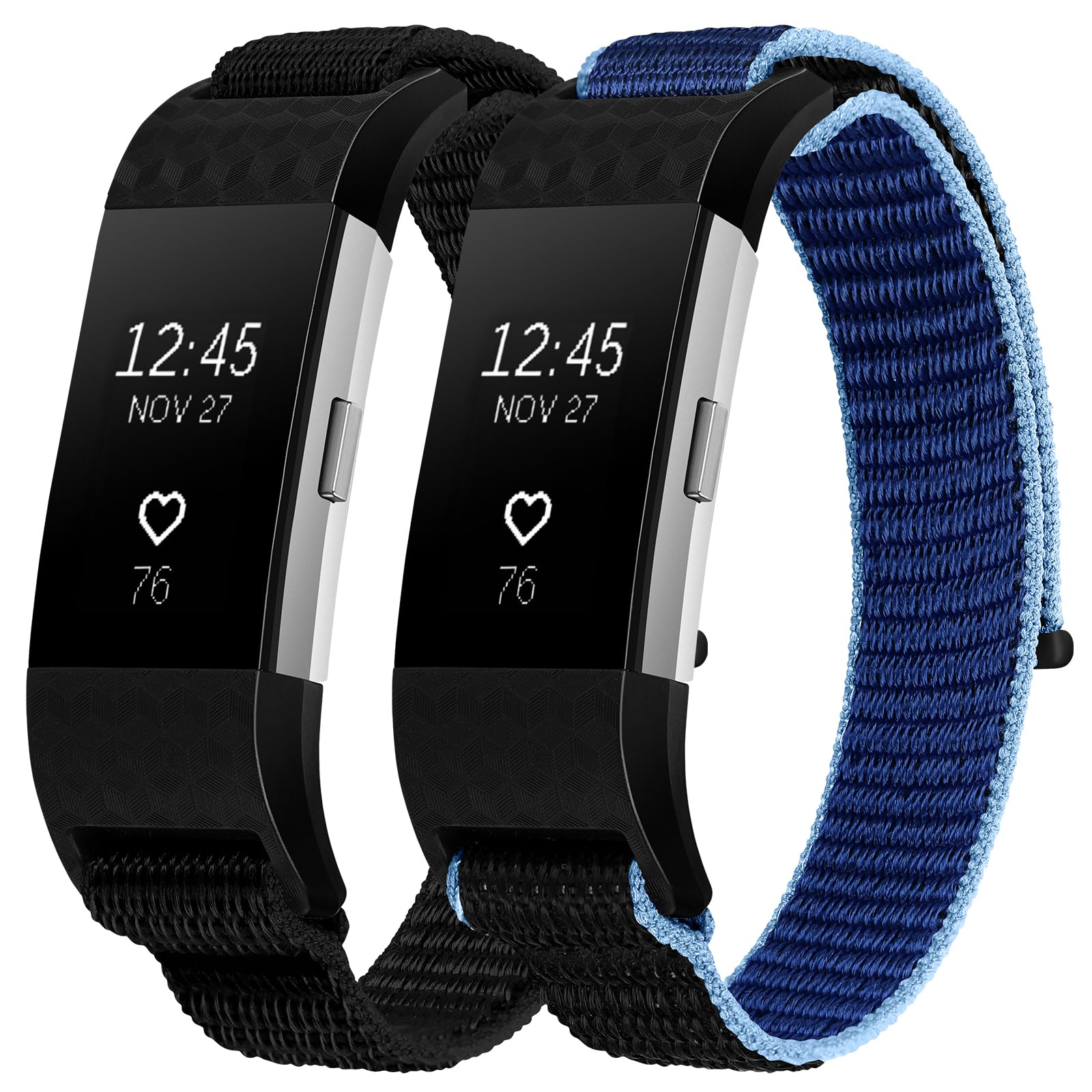 XANS Nylon Watch Straps Compatible with Fitbit Charge 2, Adjustable Breathable Nylon Sport Loop Replacement Bands for Fitbit Charge 2 Women and Men