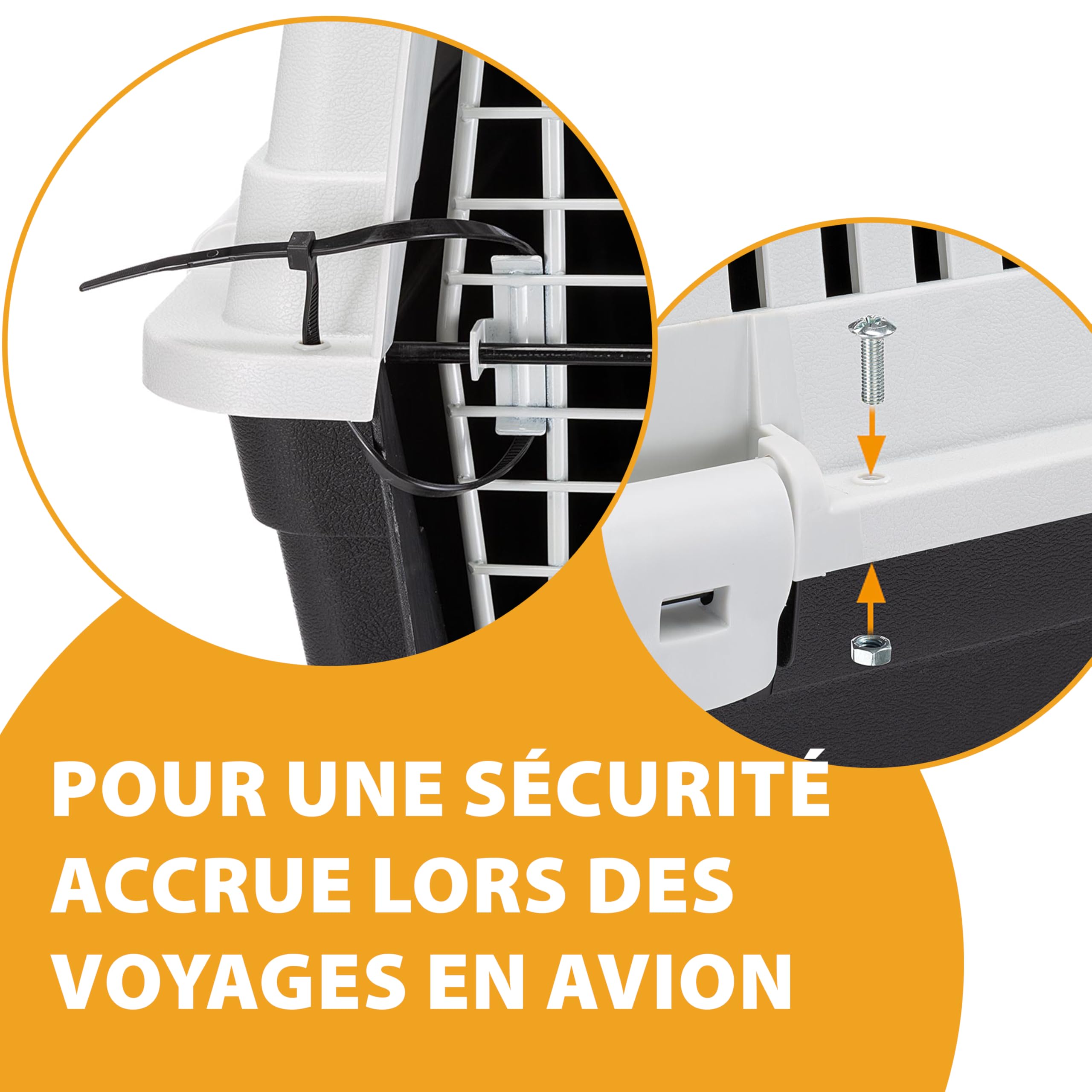 Panier de transport pour chiens de taille moyenne à grande ATLAS 50, avec écuelle et accessoires inclus, verrouillage de sécurité, grilles de ventilation