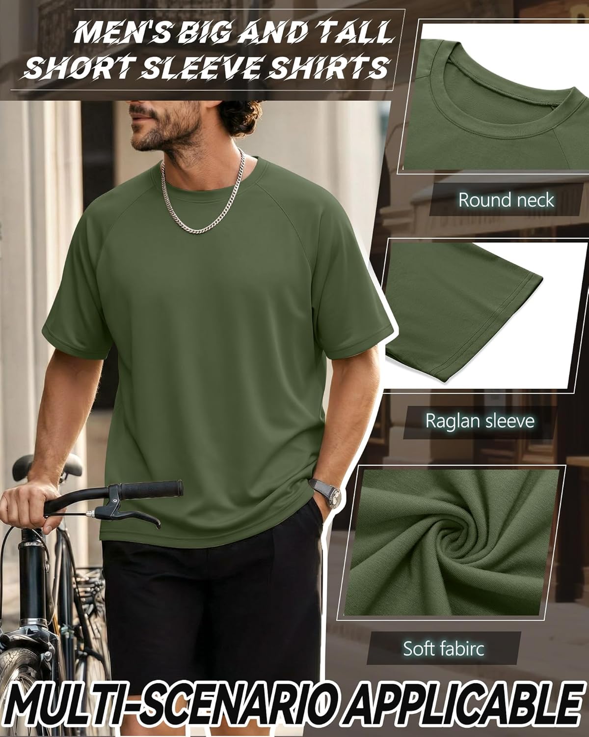 4 Pack Men's Big & Tall Short Sleeve Tees, Crew Neck Shirts Moisture Wicking Gym Casual Tops Multipack - Image 6