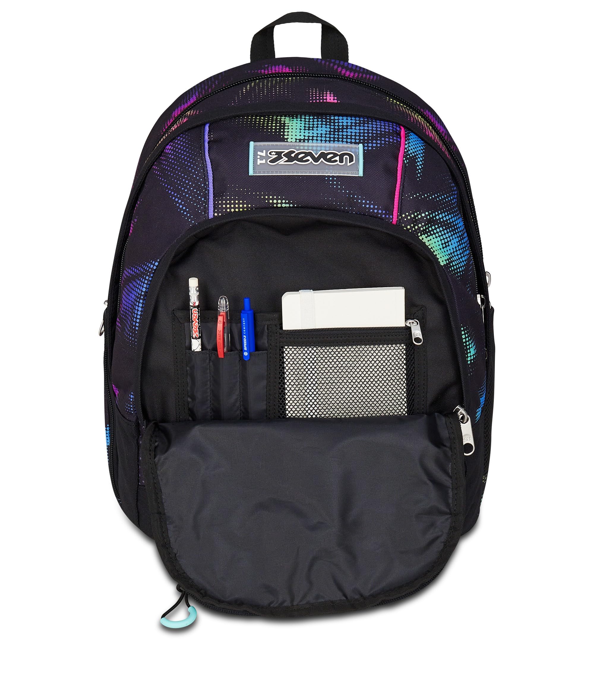 Seven Zaino Scuola Ergonomico Dual Plus, Nero Blu, Doppio Scomparto Da 31 L, Con Tasca Per Borraccia, Tasca Con Organizer e Nastro Torace, Scuola Media e Superiore, Zaino Ragazza