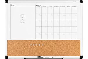 Monthly Calendar Whiteboard Dry Erase Cork Board Combo