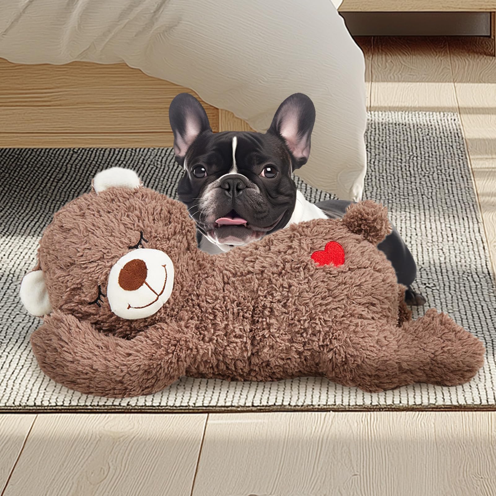 Générique en Peluche pour Chien, Peluche Simulant Un Cœur Qui Bat pour Chien, Ours en Doudou Apaisant pour Chats Et Chaton