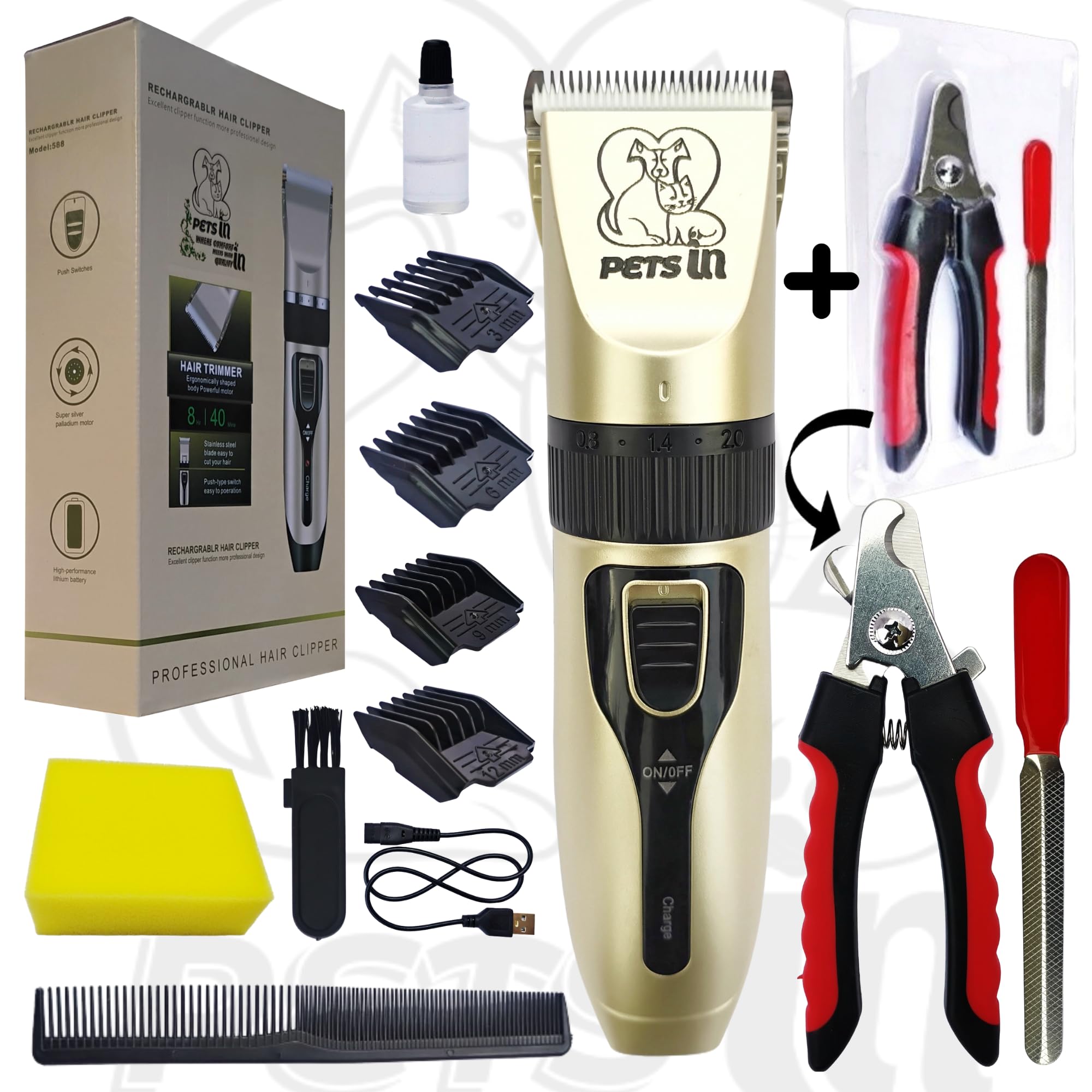 PETS in | Dog Trimmer | Trimmer for Dog Hair Cutting, Pet trimmer for Dogs and Cats | cordless quiet for dogs and cats grooming kit + Pet Nail Cutter Clipper (Large) for Small, Medium and Large cats and dogs nail cutter for dog (B0DD7HHLLG) Amazon Price History, Amazon Price Tracker
