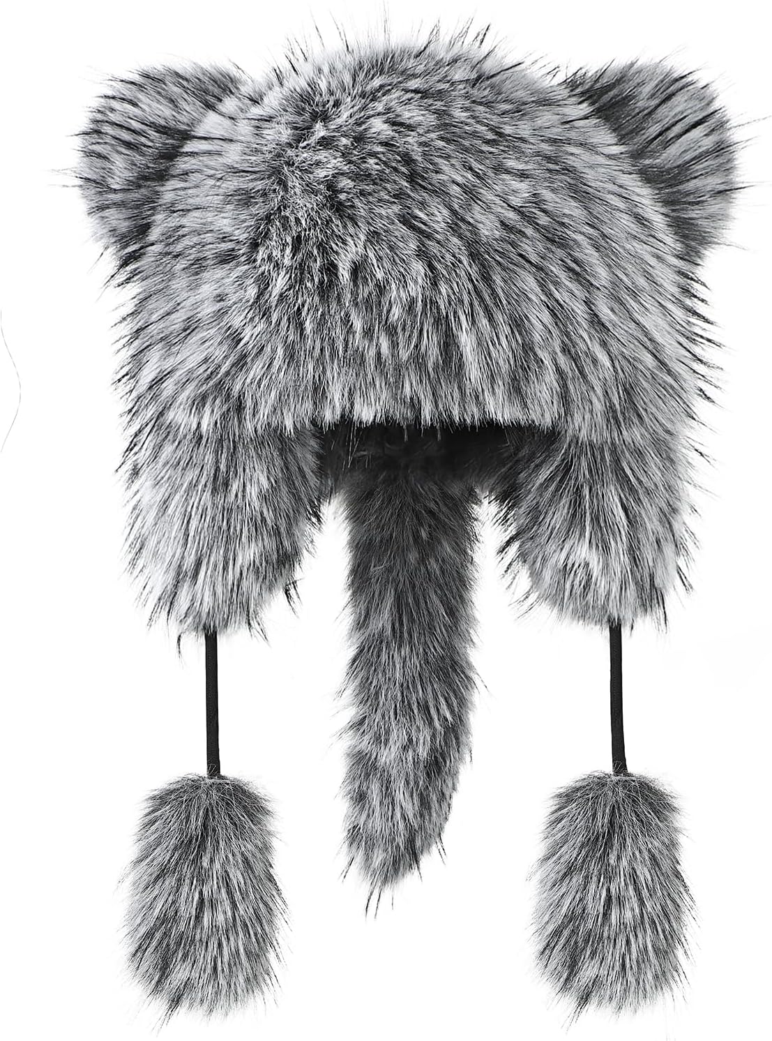 Winter Faux Fur Raccoon Tail Hat with Ears Cute Warm Furry Animal Ears Tail Beanie Hat for Women Cosplay Ski - Image 5