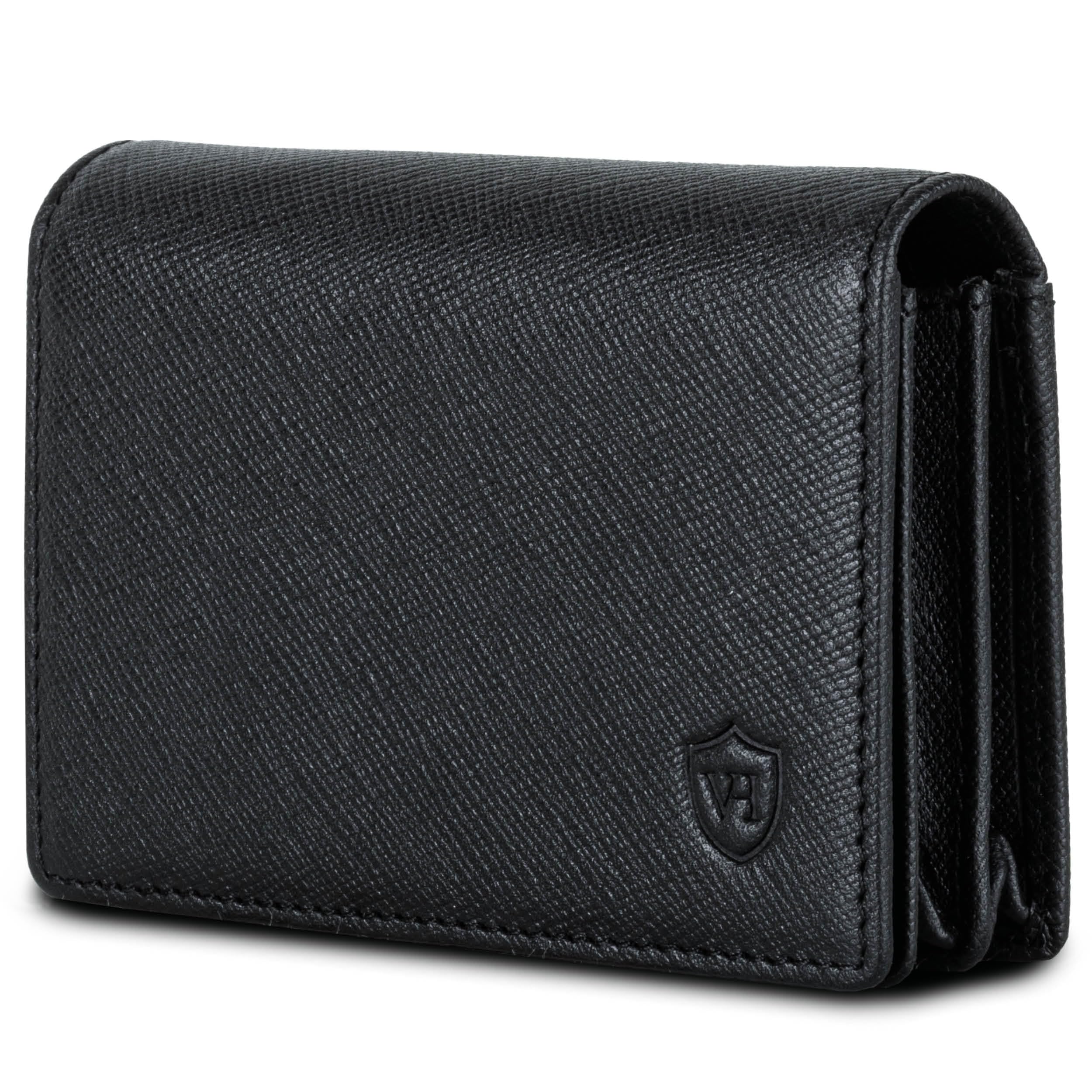 VON HEESEN® Visitenkartenetui Leder mit RFID-Schutz - Platz für 50 Visitenkarten - 6 Fächer - Visitenkarten Etuis - Geschenk für Damen & Herren (Saffiano)