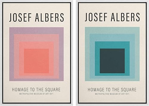 Miniatura 119 de IDEA4WALL Lienzo enmarcado para pared, juego de arte Bauhaus dorado de mediados de siglo, patrón de cuadrícula moderna, ilustraciones con formas