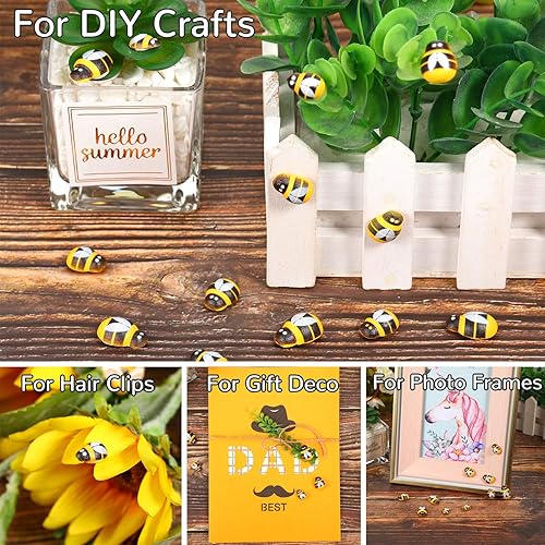 Miniatura 7 de Jetec 150 mini abejas para manualidades, calcomanías de abeja, adornos de abeja, decoración de colmena de abejas, pequeñas abejas de madera para