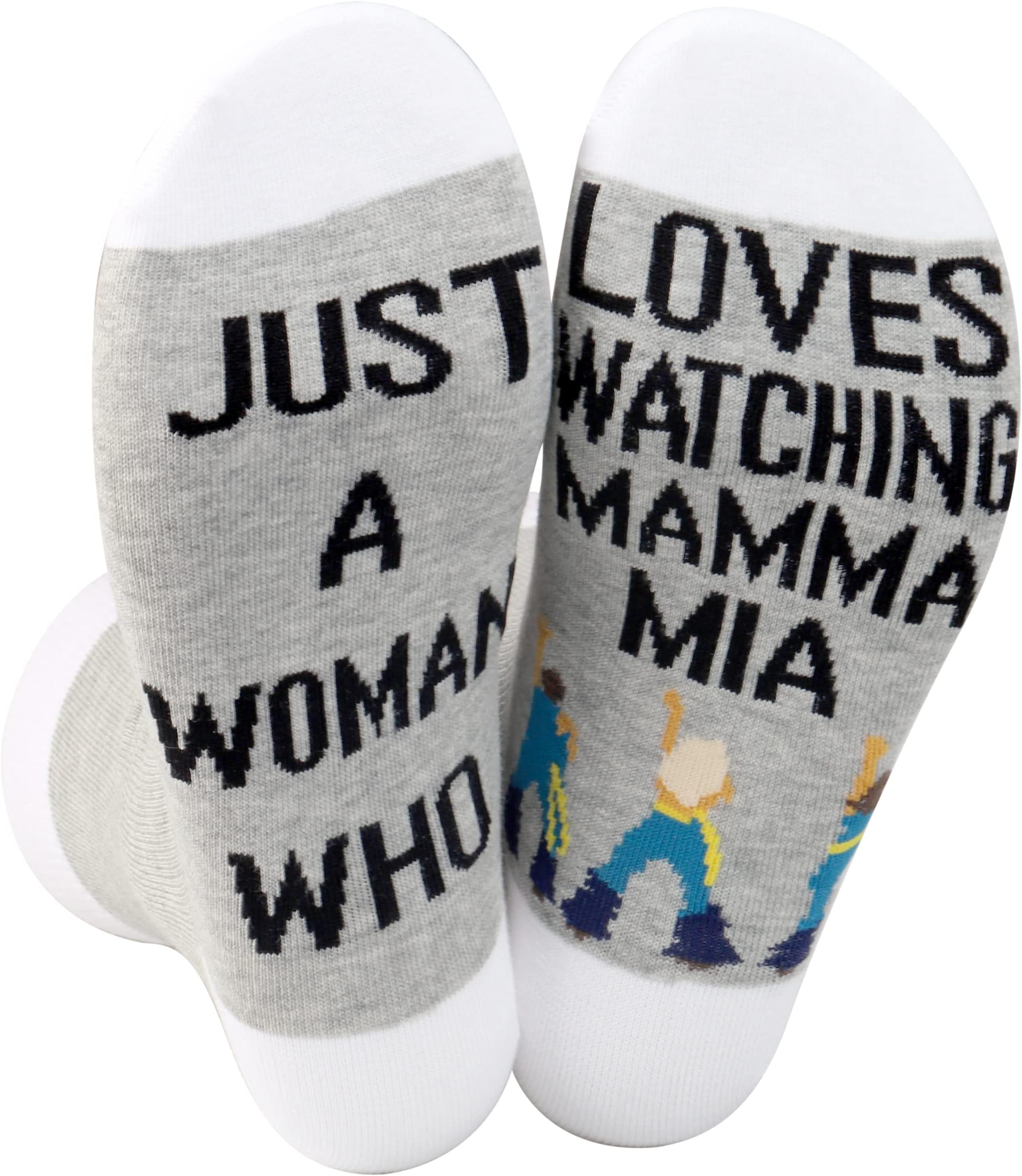 LEVLO2 Pairs Mamma Musical Comedy Socks Mamma Fans Gift Just A Woman Man Who Loves Watching Mamma Novelty Socks