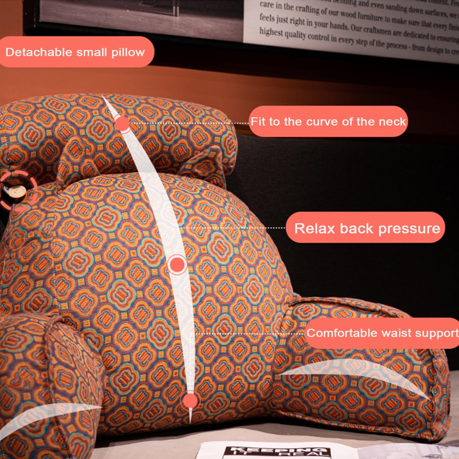 Schienale Letto Staccabile Cuscino Da Lettura Con Fodera Rimovibile -  Cotone PP, Design Cartoni Animati, 60x35 Cm Cuscino Ergonomico Cotone Pp, image size:1600x1600