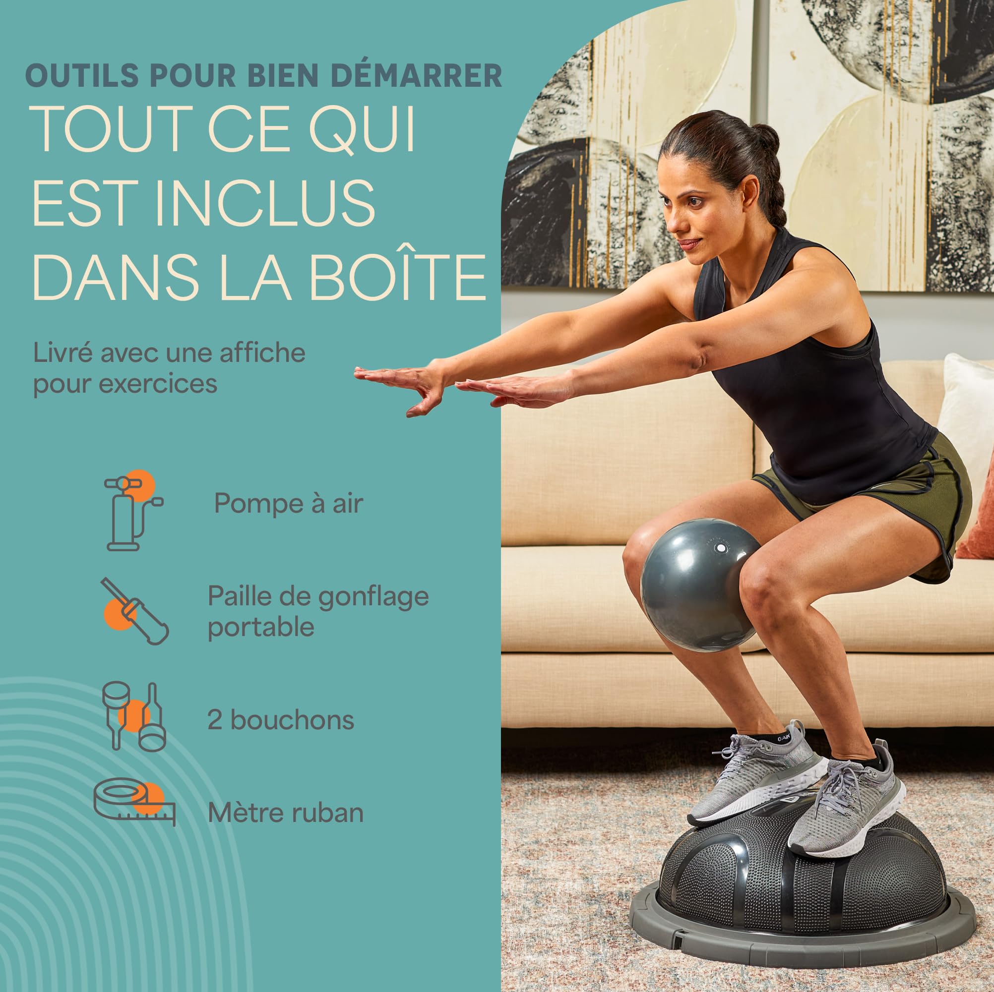 Lifepro Demi-ballon d’équilibre – Ballon de stabilité pour l’exercice, les entraînements complets, la gym à domicile et la rééducation – Équipement antidérapant pour l’entraînement à l’équilibre