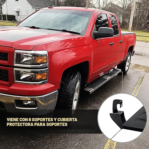 Miniatura 6 de N-X - Estribos de 6 pulgadas (incluye 8 soportes y cubiertas de plástico) y escalones para camioneta de 2 filas y 4 puertas, un par