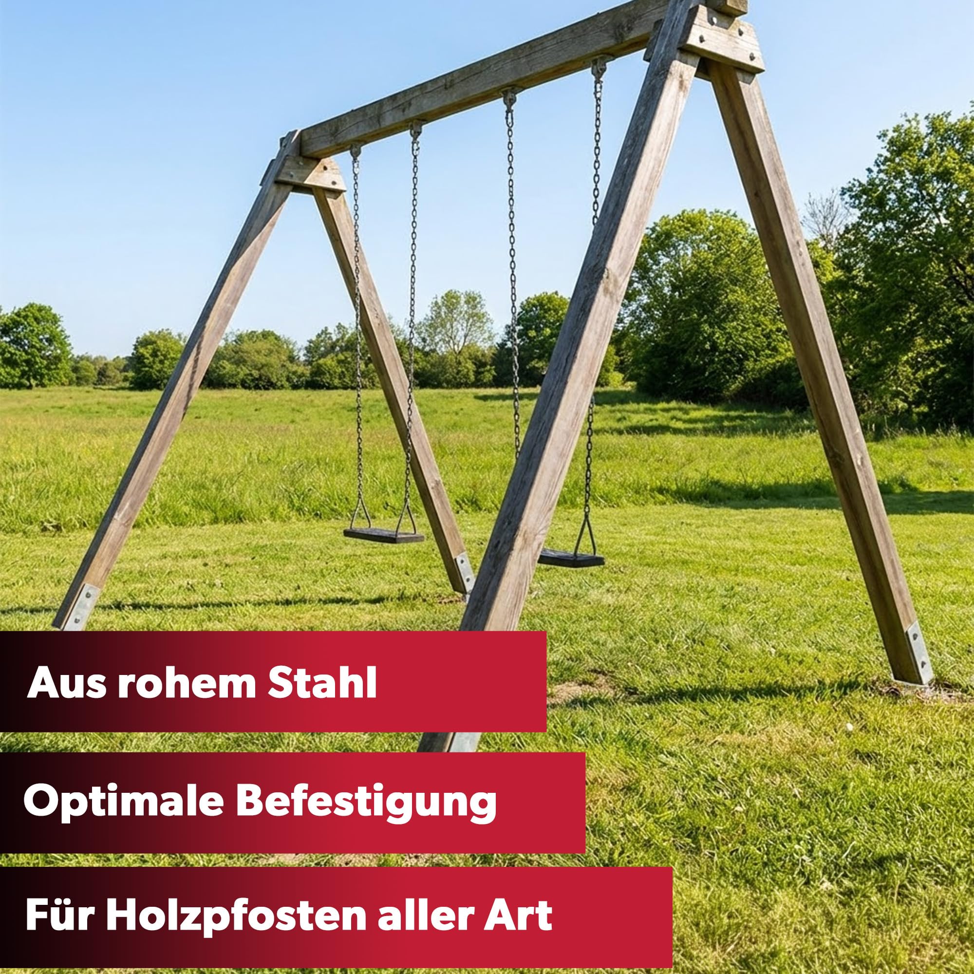 4x siwitec L-Pfostenträger für Vierkantholzpfosten, 470 mm Gesamthöhe, Pfostenträger aus feuerverzinktem Stahl zum Einschrauben, Pfostenhalter, Pfostenschuh, Balkenschuh, Bodenhülsen für Holzpfosten
