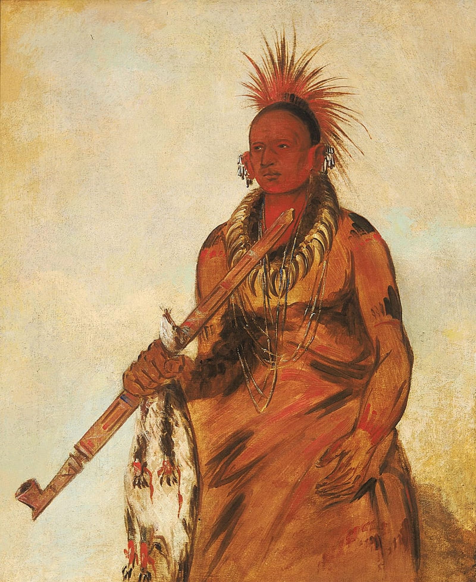 POSTERIIk Famous Modern Artwork Art Mural Walks in the Rain a Warriories by George Catlin Oil Paintings Pictures for Home Decor 60x90cm