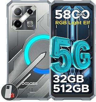 Blade GT Pro 5G Rugged Phone with LED Light Effect,32GB+512GB/2TB Rugged Smartphone,6.72” FHD+120Hz, 5800 mAh Android Phone,100MP+32MP AI Camera/Face& Finger ID/NFC,Sliver