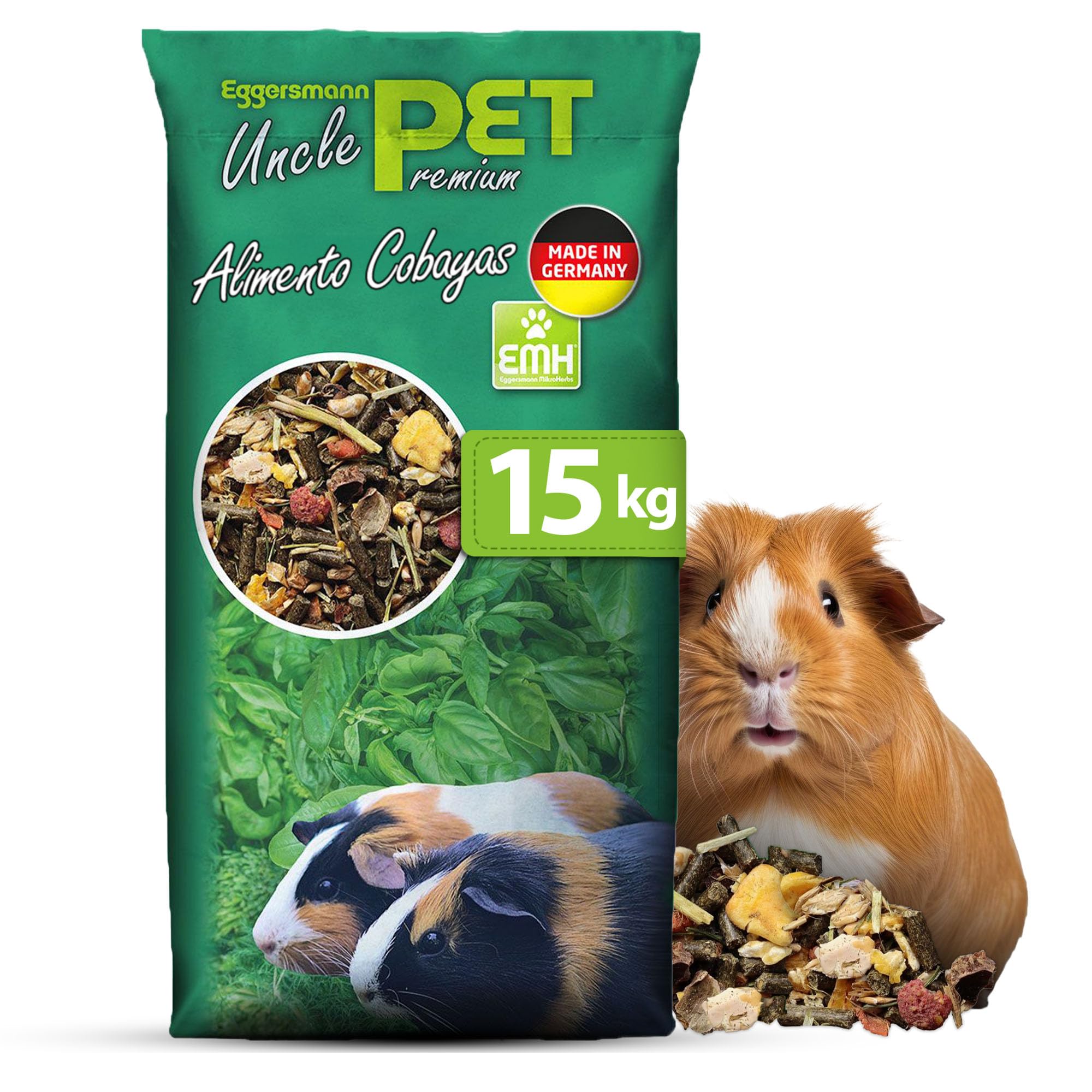 Eggersmann Alimento Premium para cobayas - Muesli Natural con Hierbas, Verduras y Frutas (Bolsa de 15 kg)