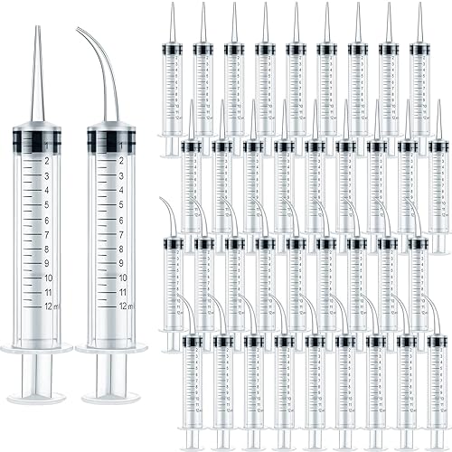 Juego de jeringas de plástico de 0.4fl oz, jeringa dental con punta curvada y punta recta, jeringa de riego desechable para enjuague bucal para