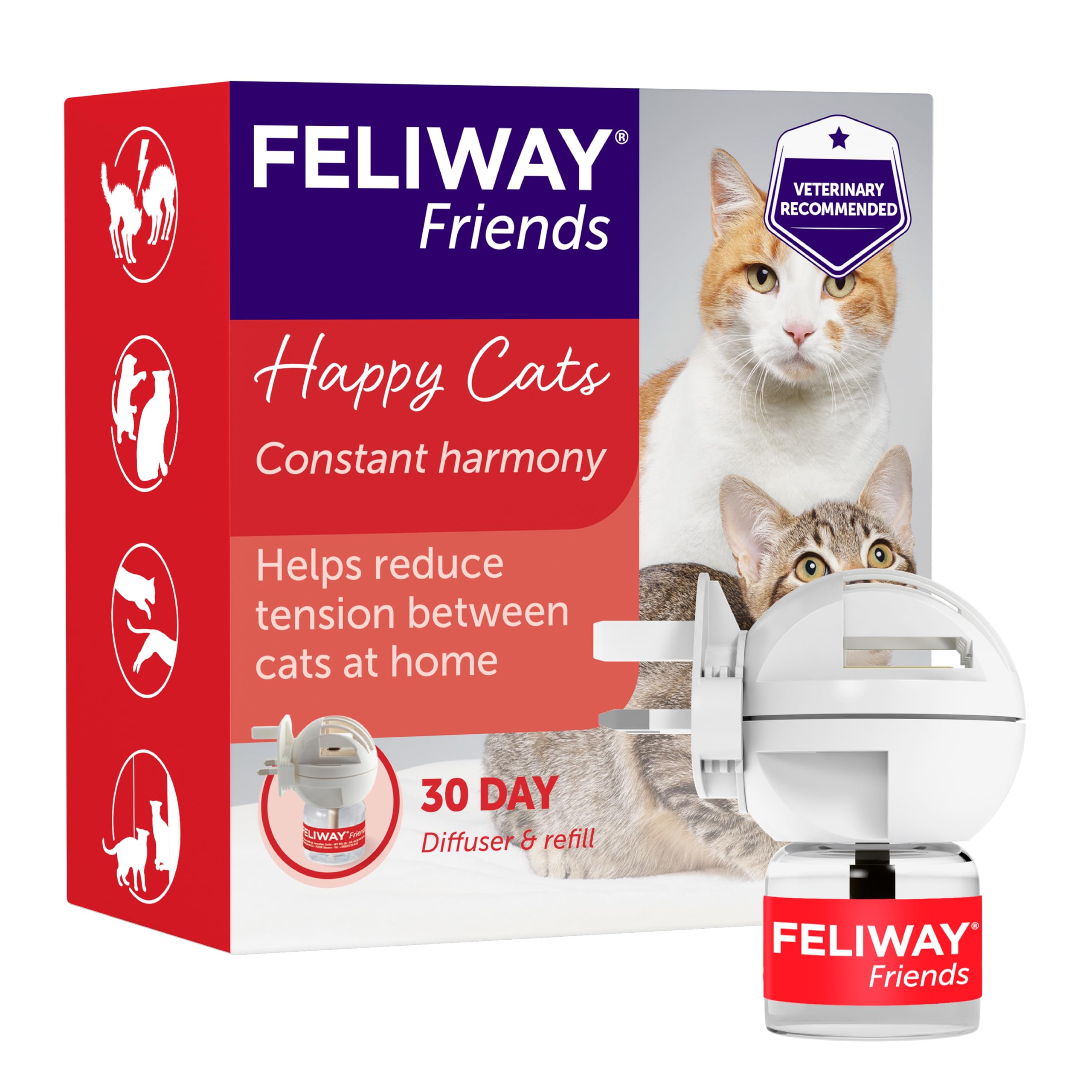 FeliwayFriends 30 Day Cat Calming Plug In Pheromone Diffuser Starter Kit, 48ml - Helps create harmony and resolve conflict in multi cat households, Veterinary Recommended, Clinically Proven