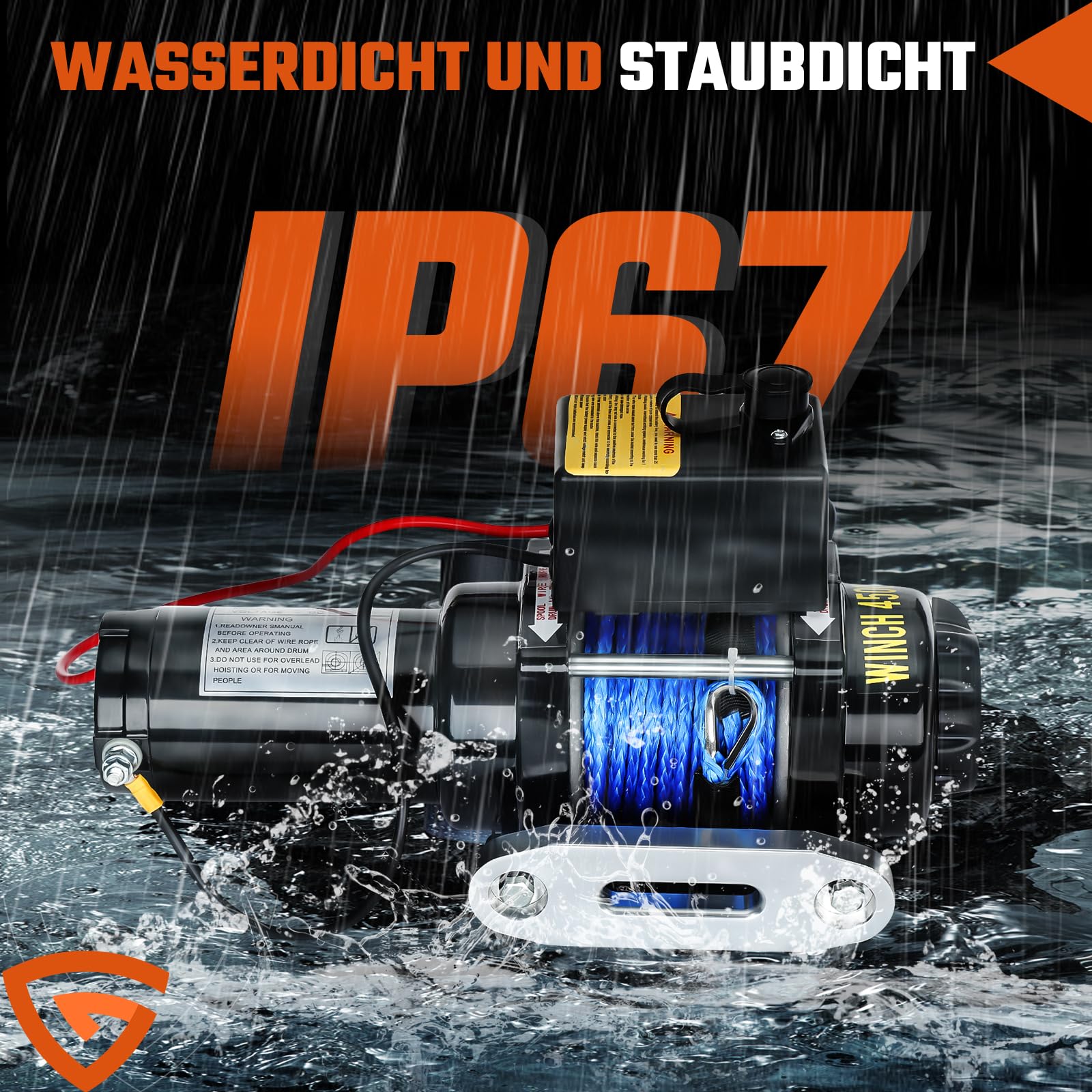 Elektrische seilwinde 12V 2041kg / 4500lbs, Motorwinde Seilzug Elektrowinde 1,4kW Motor, mit Dyneema-Seil, Funk & Kabel Fernbedienung, Wasserdicht, Seilfenster, für UTV, SUV, Boot, Anhänger