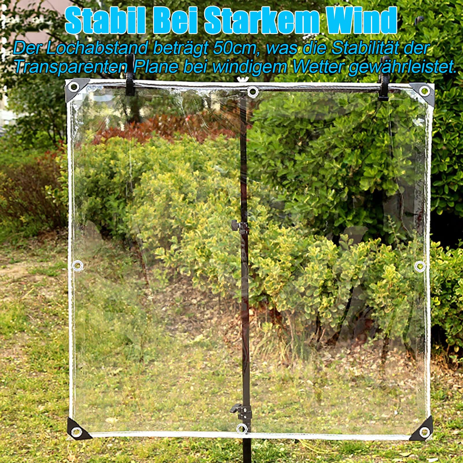 PVC Plane Transparent Mit Ösen, Abdeckplane Durchsichtig Transparente Plane Regenschutz Windschutz Staubdicht Frostschutz Für Balkon Terrasse Überdach Pavillon Seitenwand, 100% Transparenz, 2.3x4.5m