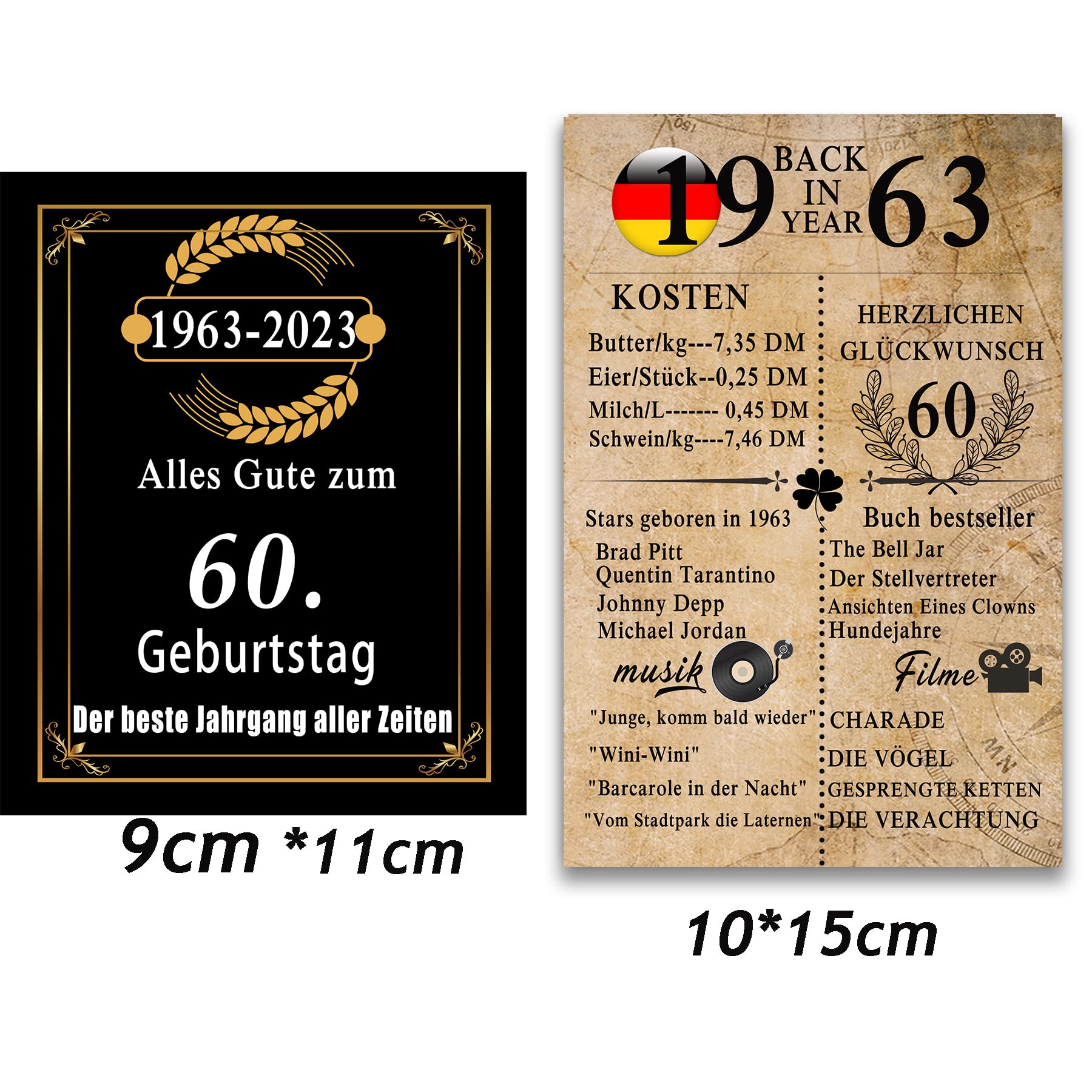 MKISHINE 2pc Carte Anniversaire 50 +2pc Etiquette Bouteille