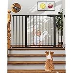 Cumbor 29.7-48 Baby Gate for Stairs, Mom\'s Choice Awards Winner-Dog Gate for Doorways, Auto Close Safety Pet Gate for Dogs Indoor, Easy Install Pressure Mounted Child Gate with Walk Thru Door, Black