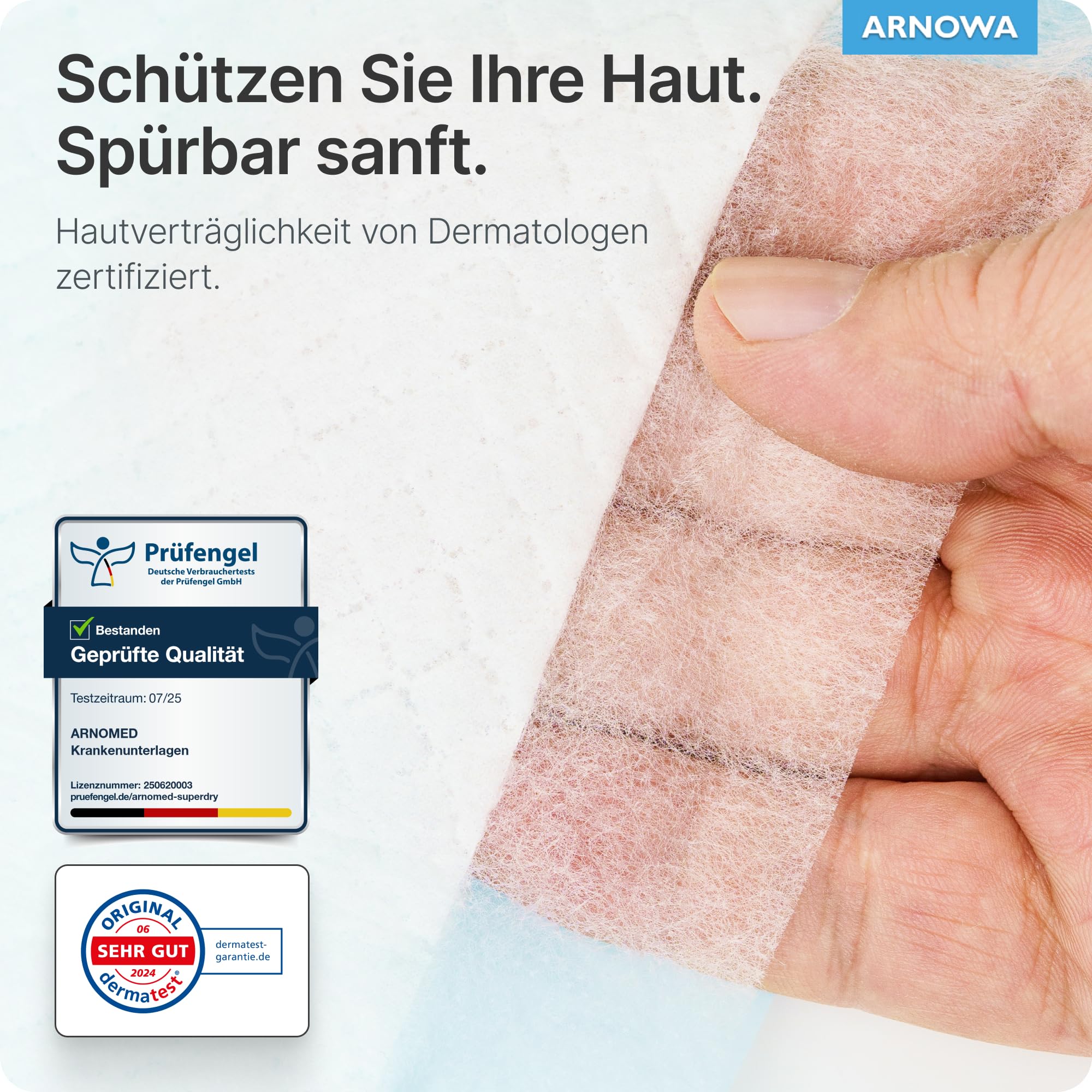 100x ARNOMED® Krankenunterlagen 60x90cm saugfähige Inkontinenzunterlagen | 5-lagige Zellstoff Unterlagen fürs Bett bei Inkontinenz, saugfähige Wickelunterlage für Babys, Wickelunterlage Einweggebrauch
