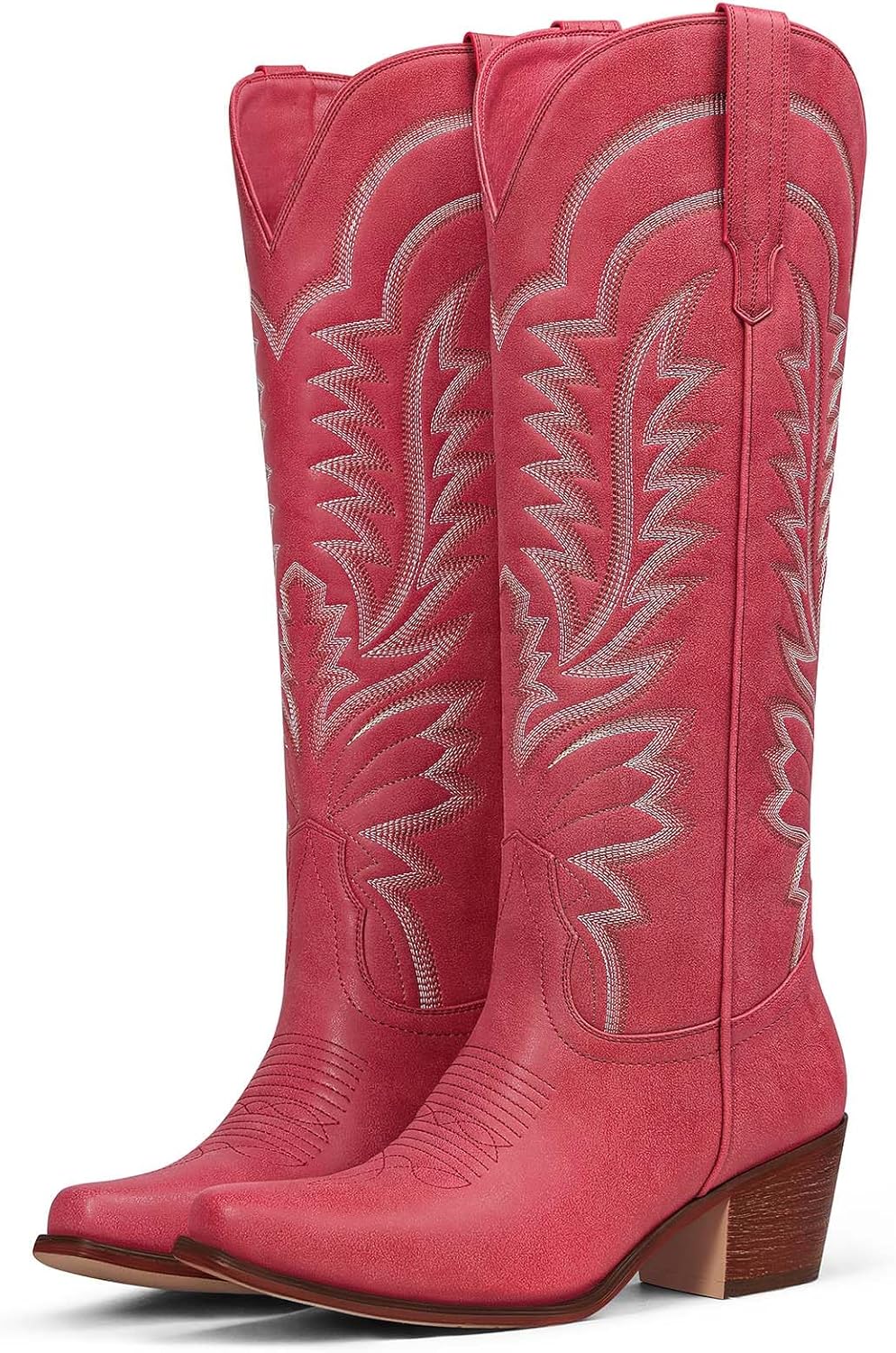 Cowboy Boots for Women - Knee High Cowgirl Boots Pointed Toe Chunky Heel Pull On Classic Embroidered Fashion Retro Western Tall Boots for Women - Image 7