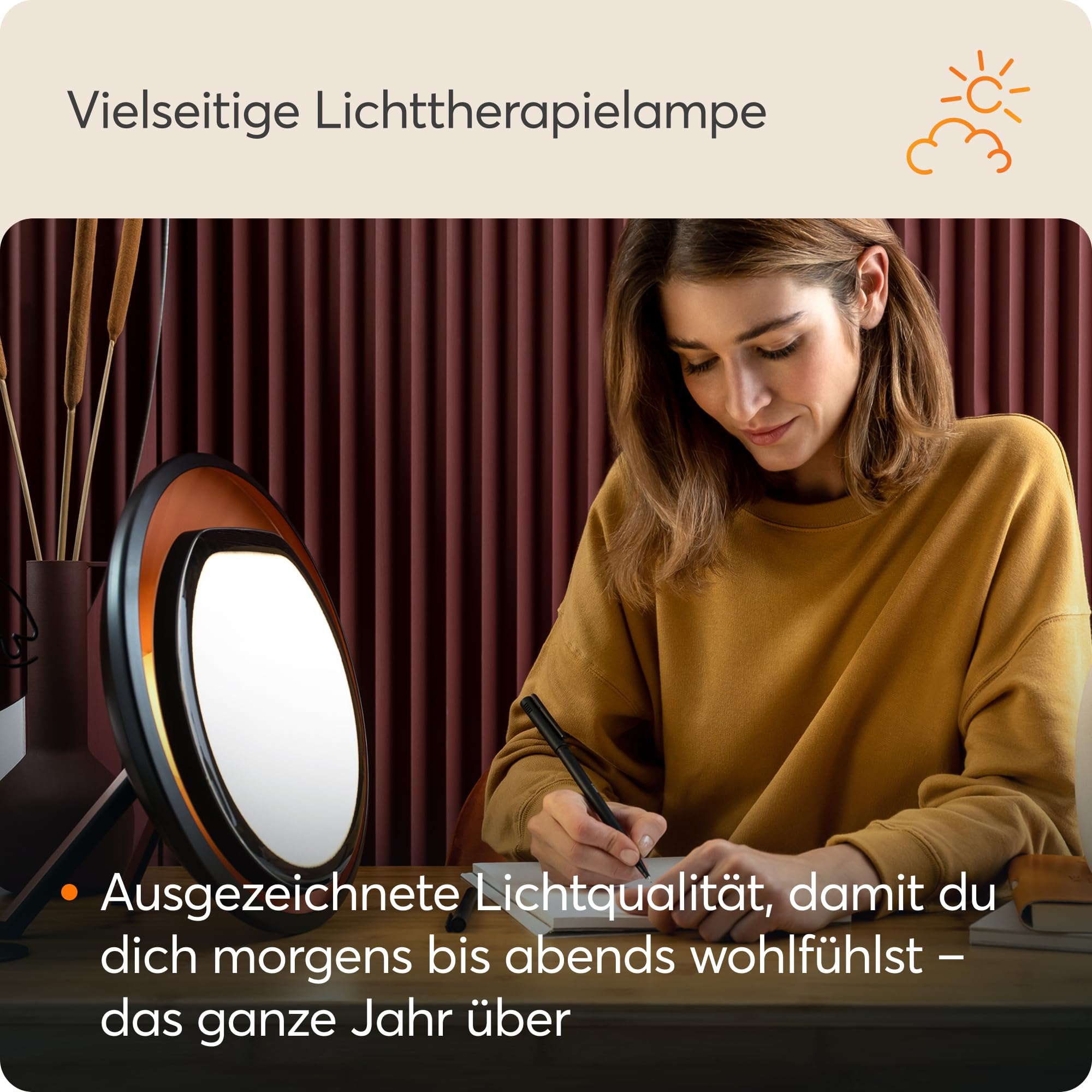 Lumie Halo, Wirksame Lichttherapie für Winterblues und verbessertes Wohlbefinden, 10.000 lux
