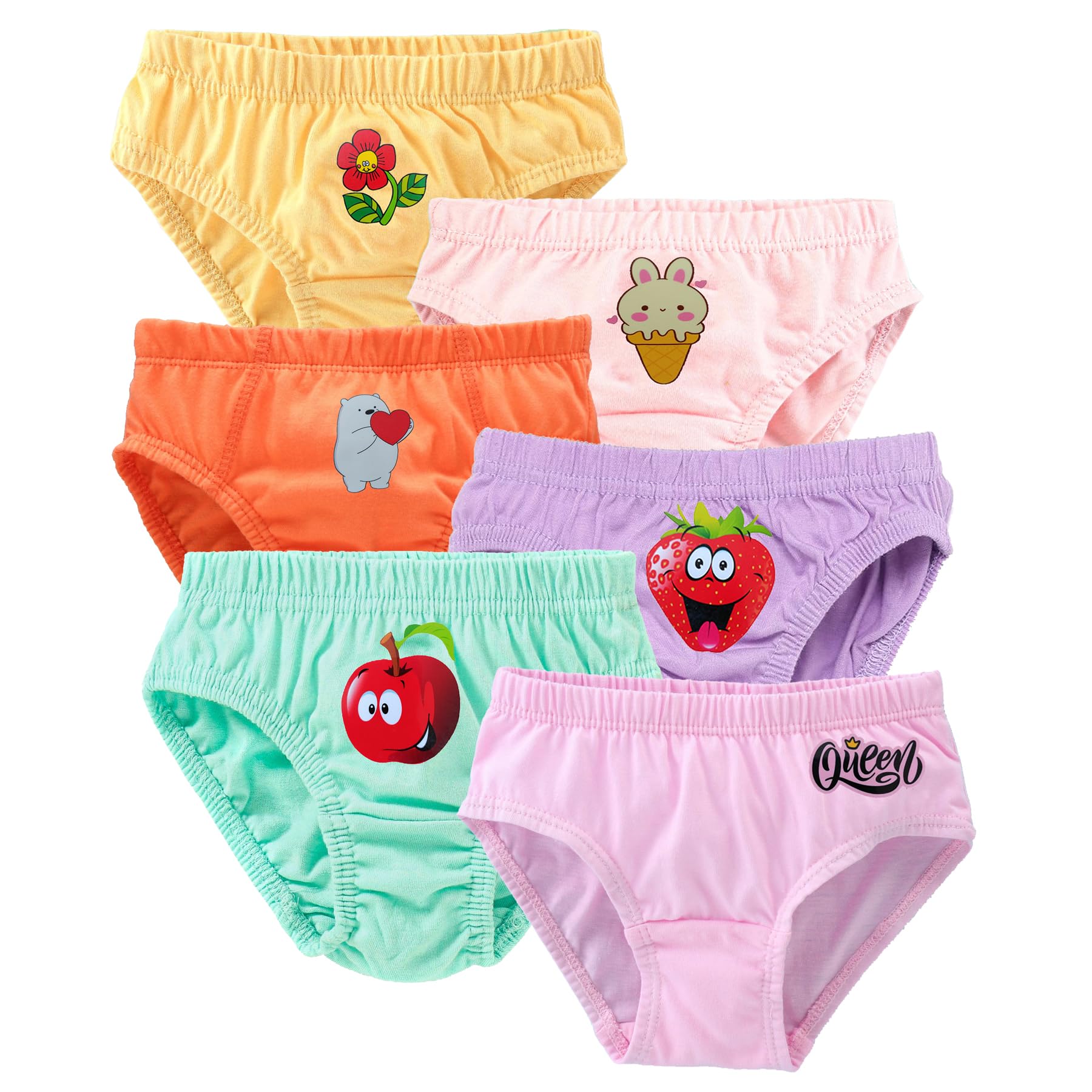 UCARE Girls Multicolor Kids Printed Girls Panties Pack of 6 (in, Age, 7 Years, 8 Years, Regular, Assorted)