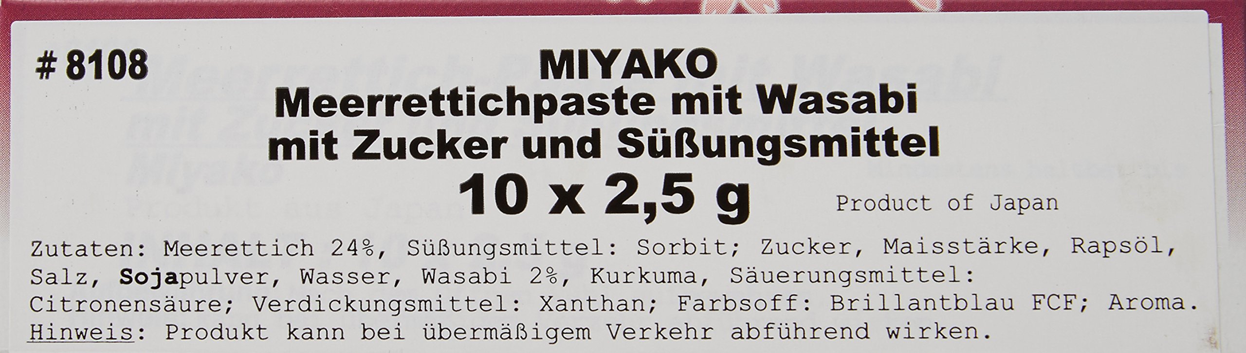 Miyako Wasabipaste, grün, 12er Pack (12 x 25 g Tube)
