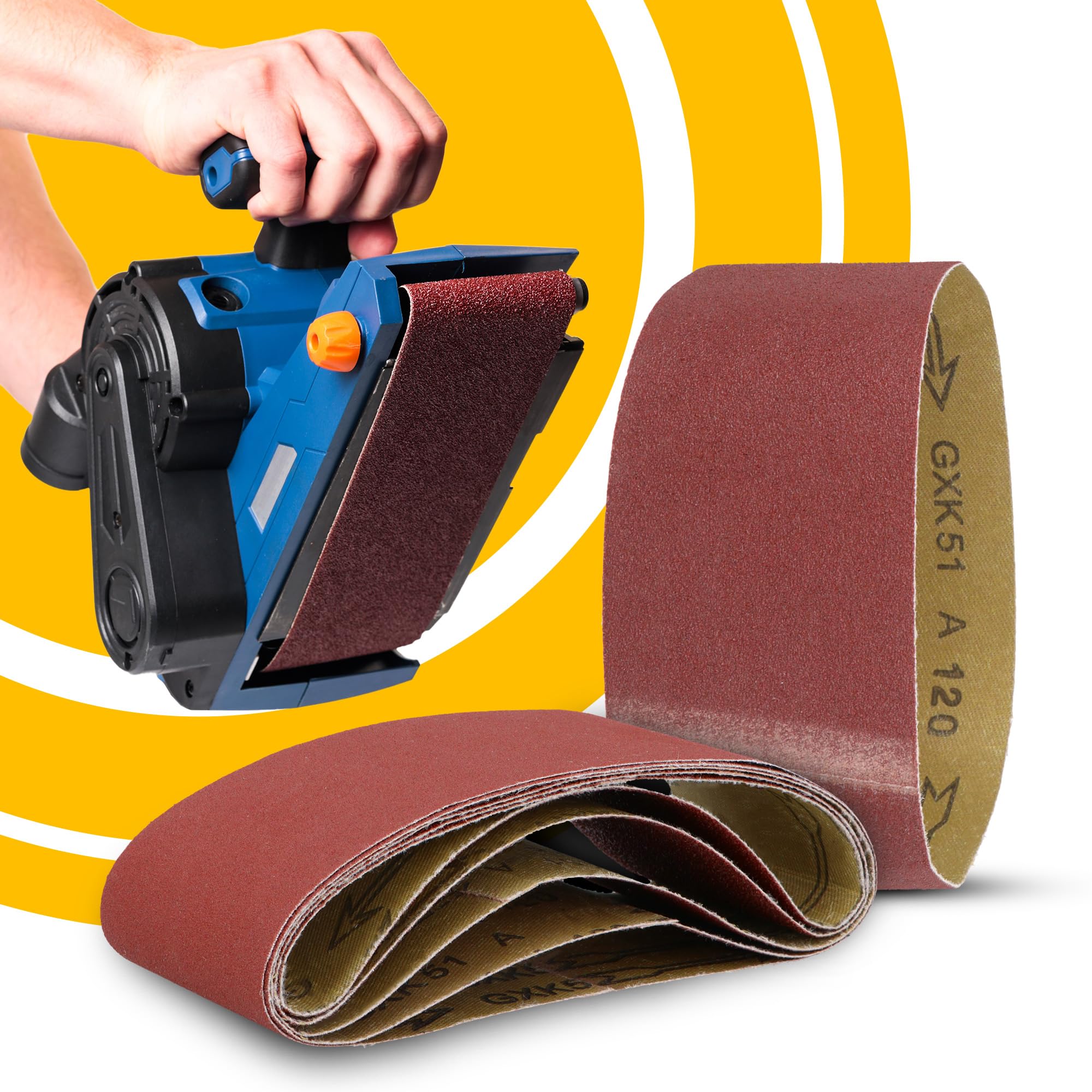 50x Bande Abrasive 75x457 mm P120 Ponceuse Machine Ruban Tissu Ponçage Affûtage Ébavurage Dérouillage Bois Métal Plastique Résistant Longue Durée Bonne Adhérence