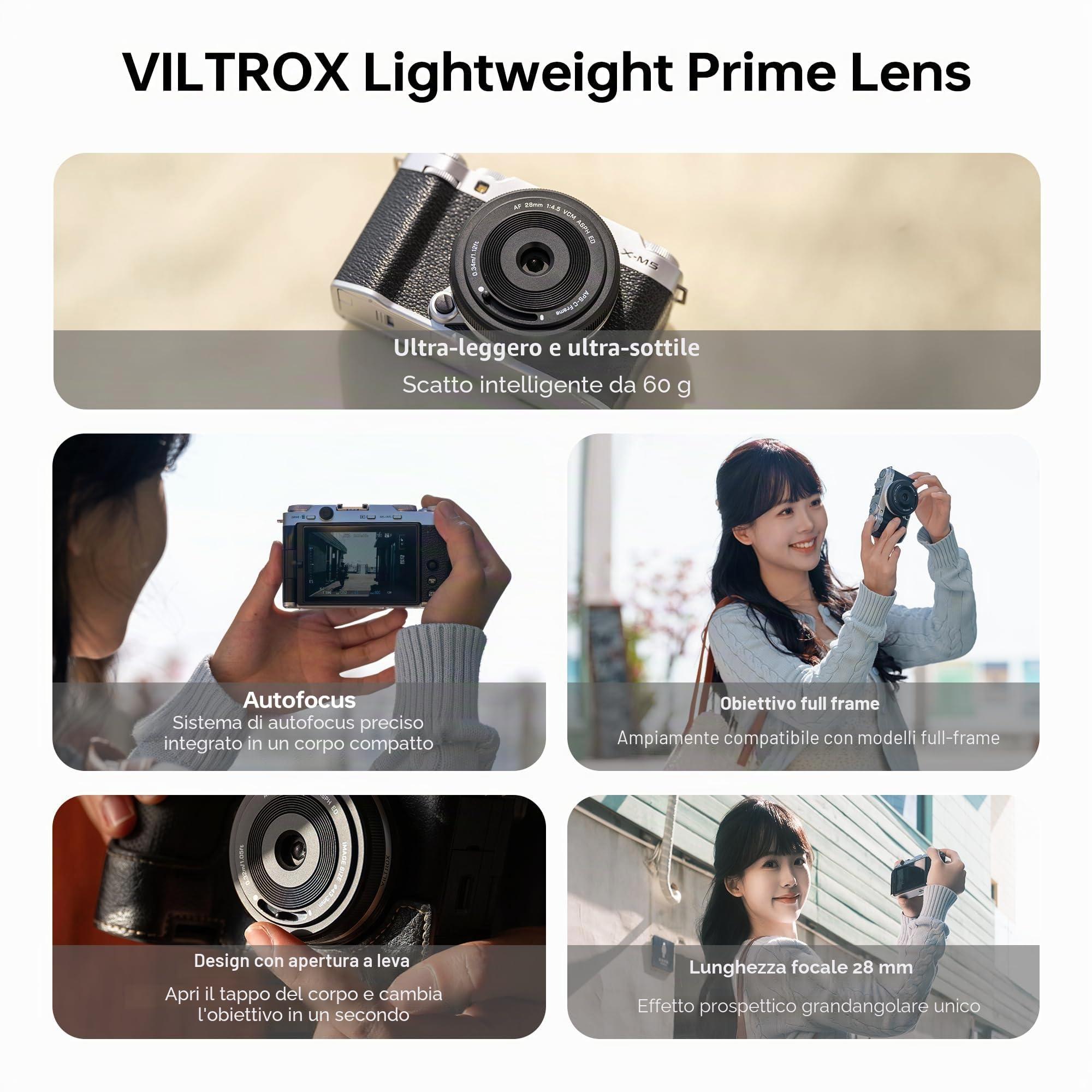VILTROX AF 28mm F4.5 XF Pancake Obiettivo Grandangolare Full-Frame per Fuji X Mount