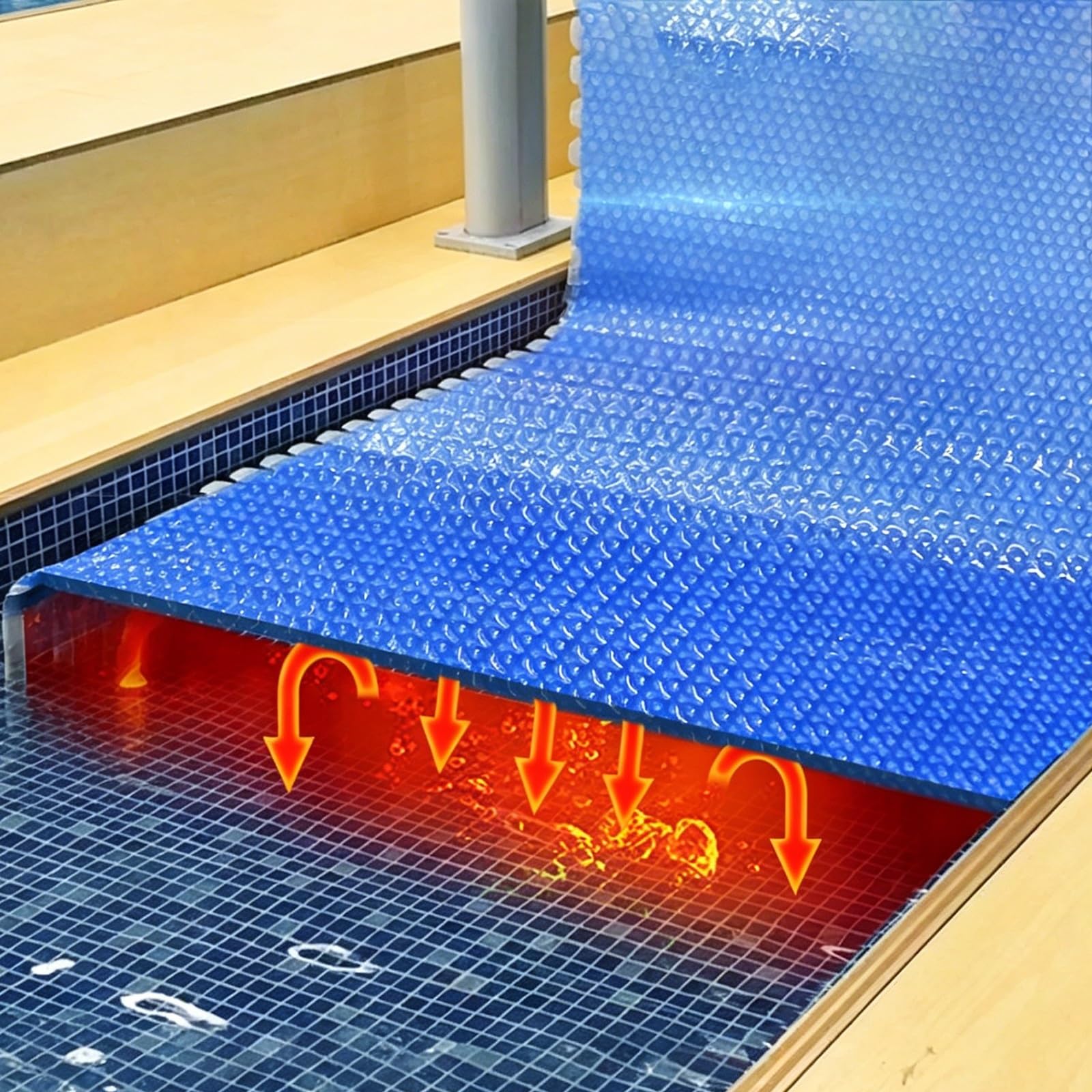 Cubierta térmica para piscina sobre el suelo, manta solar flotante de 20 mil para piscinas rectangulares, protector de burbujas para bañera de hidromasaje, duradero y personalizable para una retención