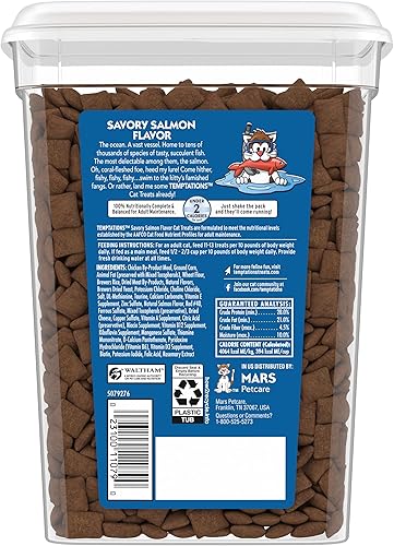 Miniatura 2 de TEMPTATIONS Classic Bocadillos crujientes y suaves para gato sabor salmón delicioso, 16 onzas Envase
