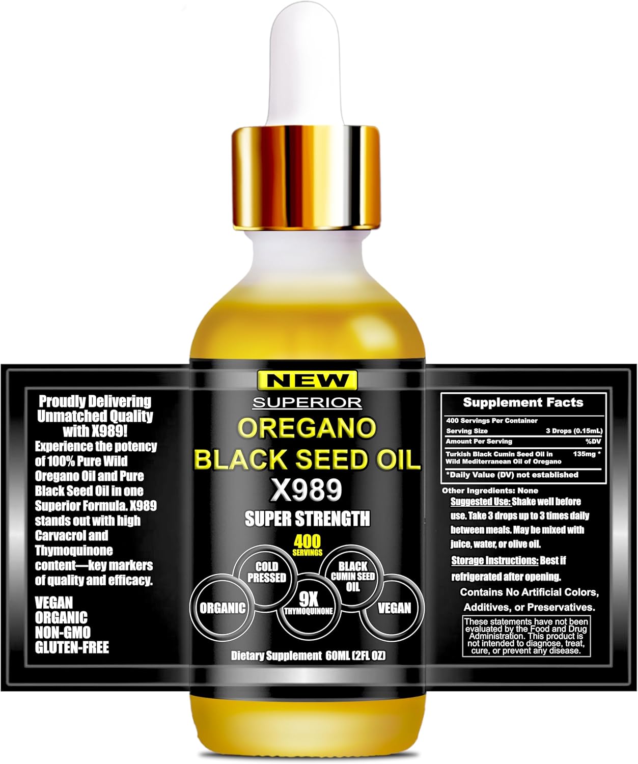 Oil Of Oregano With Black Seed Oil - 400 Servings, 2 in 1 Wild Oregano Oil with Black Seed Oil Drops, Organic Supplement, Alternative to Oregano and Black Seed oil Gel Capsules, Non-GMO, Vegan - Image 7