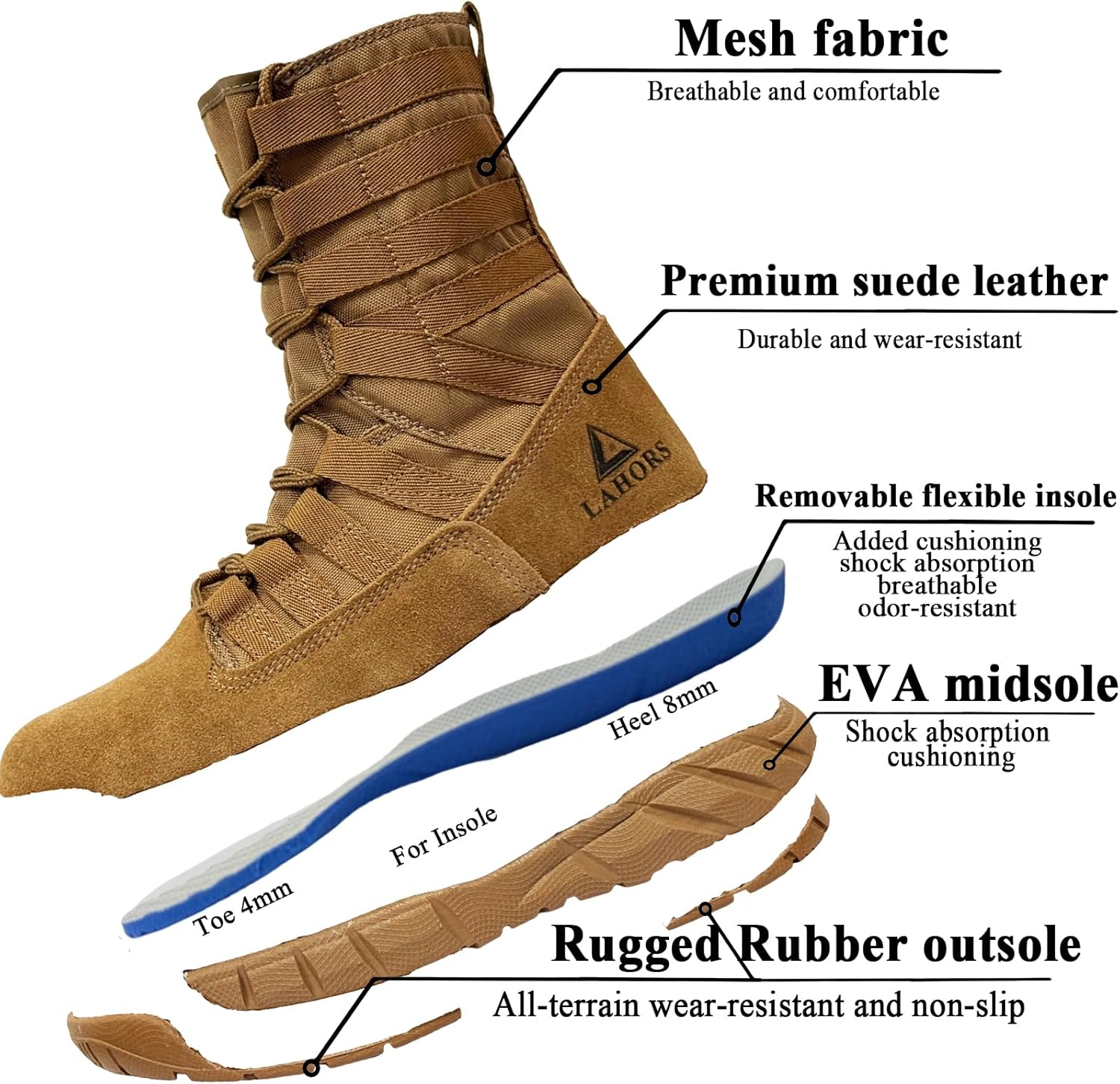 Lightweight Military Tactical Combat Boots Men Outdoor Hiking Desert Army Boots Breathable Male Jungle Shoes Man Side Zipper - Image 3