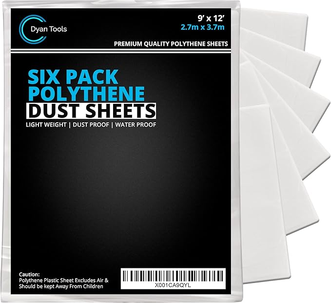 DYAN Pack of 6 Plastic Dust Sheets for Decorating Size 9ft x 12ft