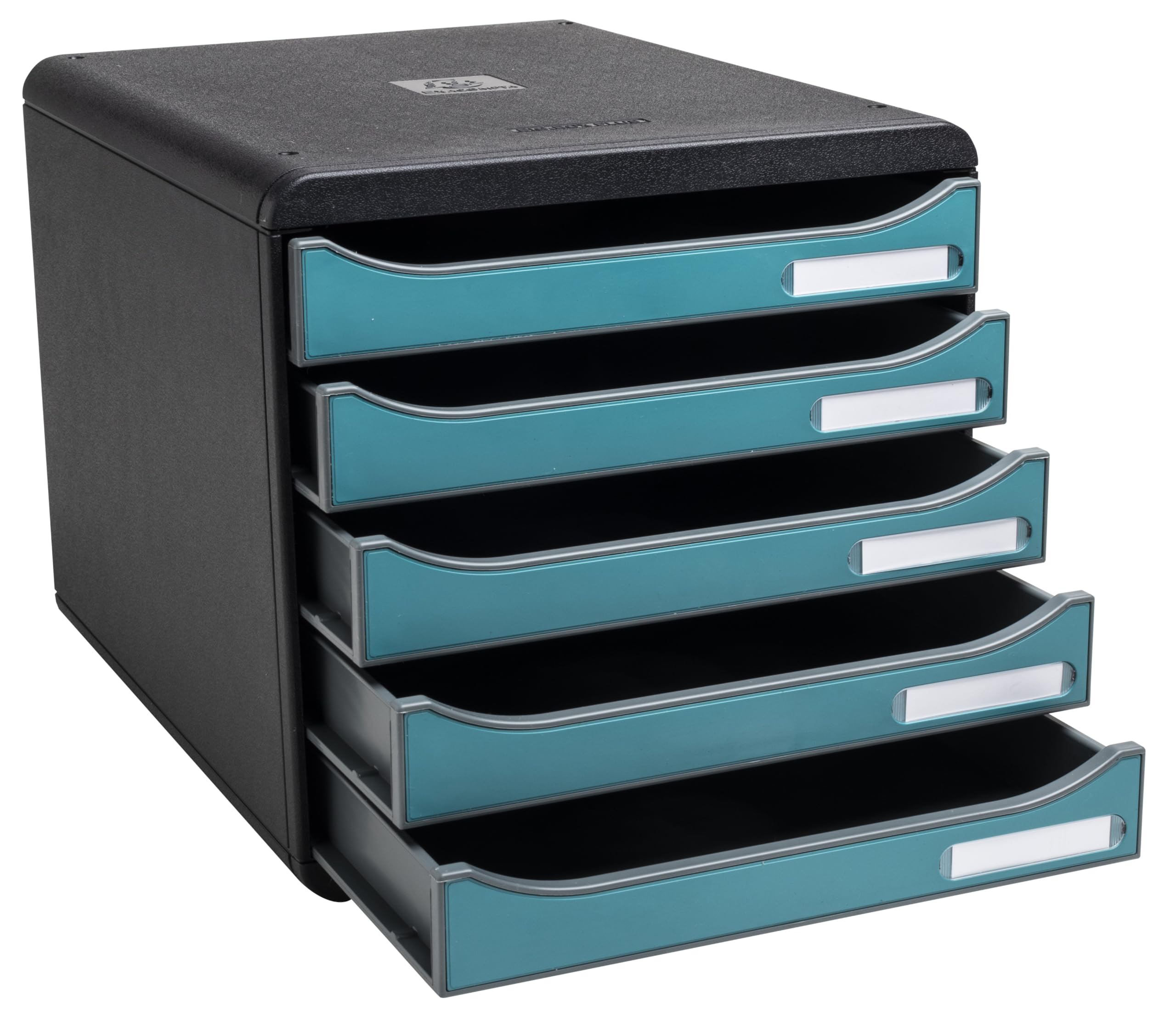 Exacompta - Ref. 30934D - Módulo de clasificación, almacenamiento BIG BOX+ Skandi, superponible, 5 cajones para documento A4+ Dimensiones externas. : Prof 34,7 x ancho 27,8 x Alto 27,1 cm - Azul