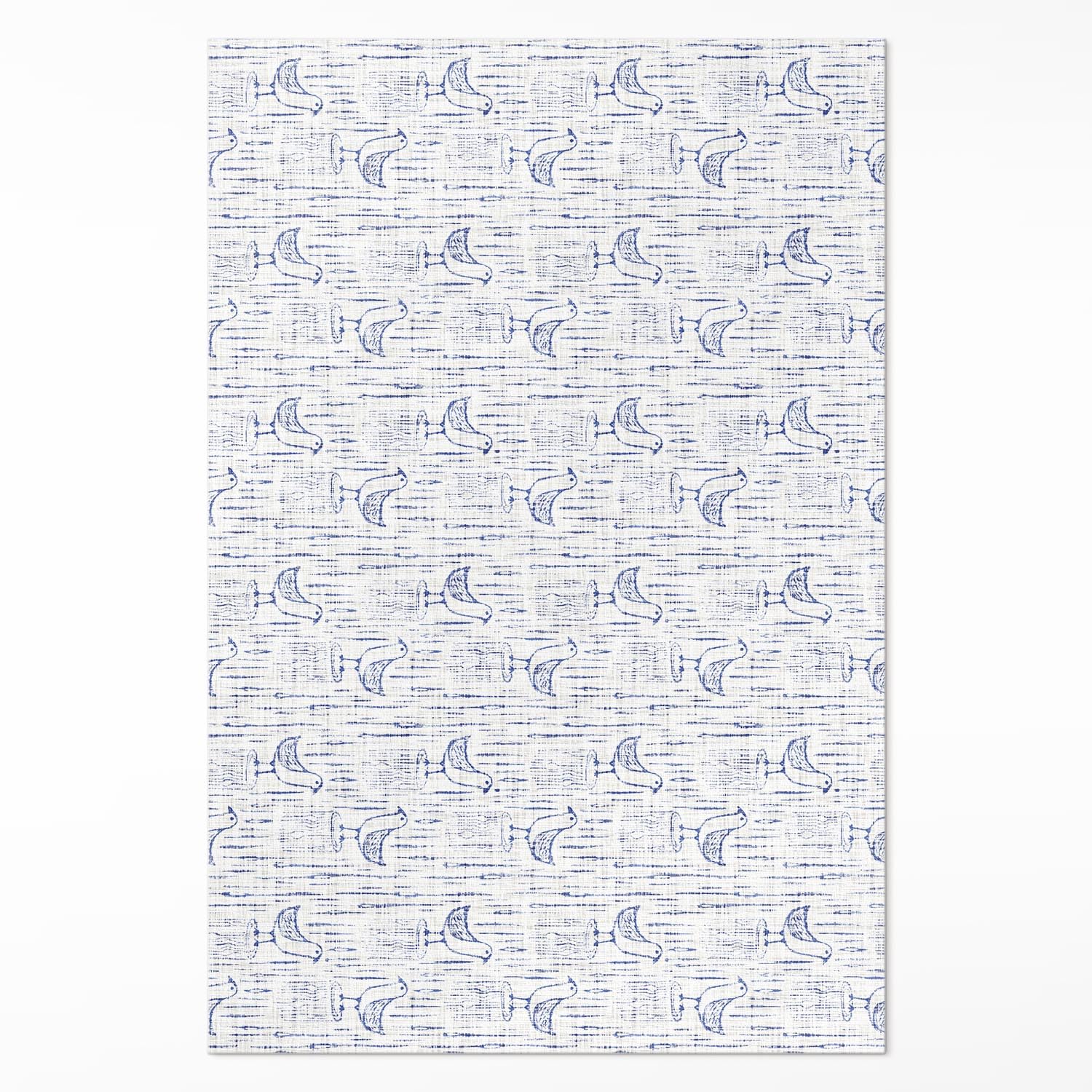 Tapis en vinyle 120x180 cm Floorart motifs oiseaux dessinés rectangle pour cuisine et salon